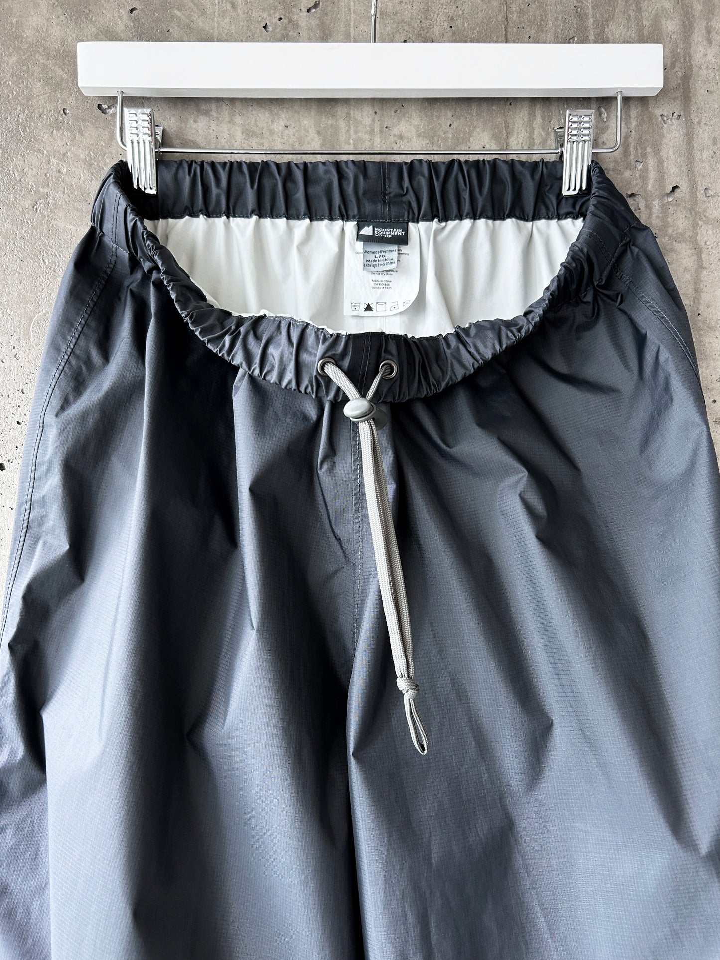 Mountain Equipment Co-Op grey nylon seam-sealed pants