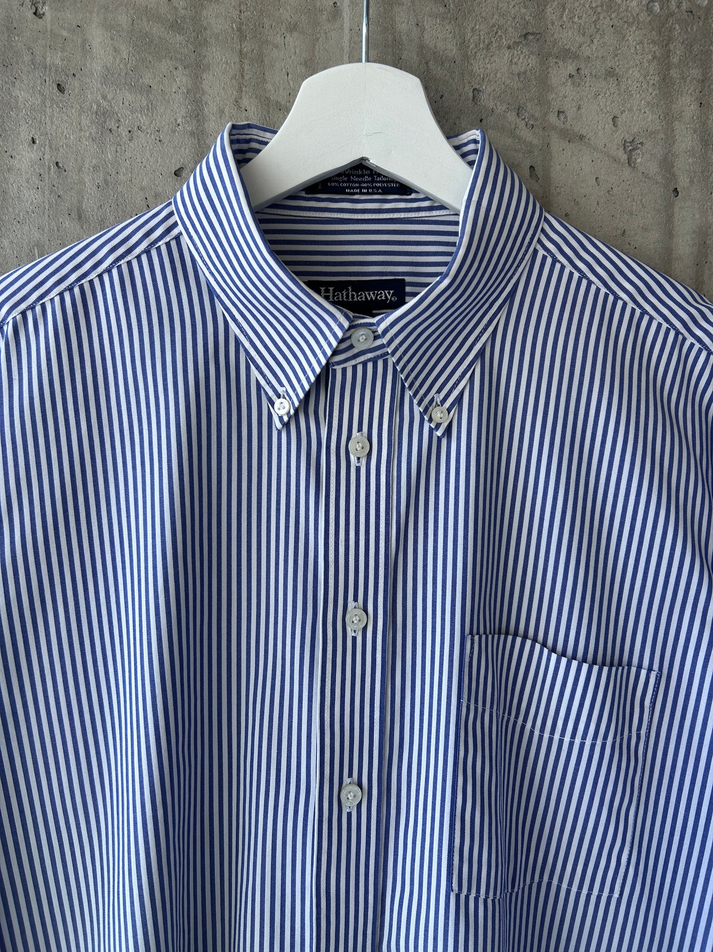 Hathaway blue cotton-blend striped button-down shirt