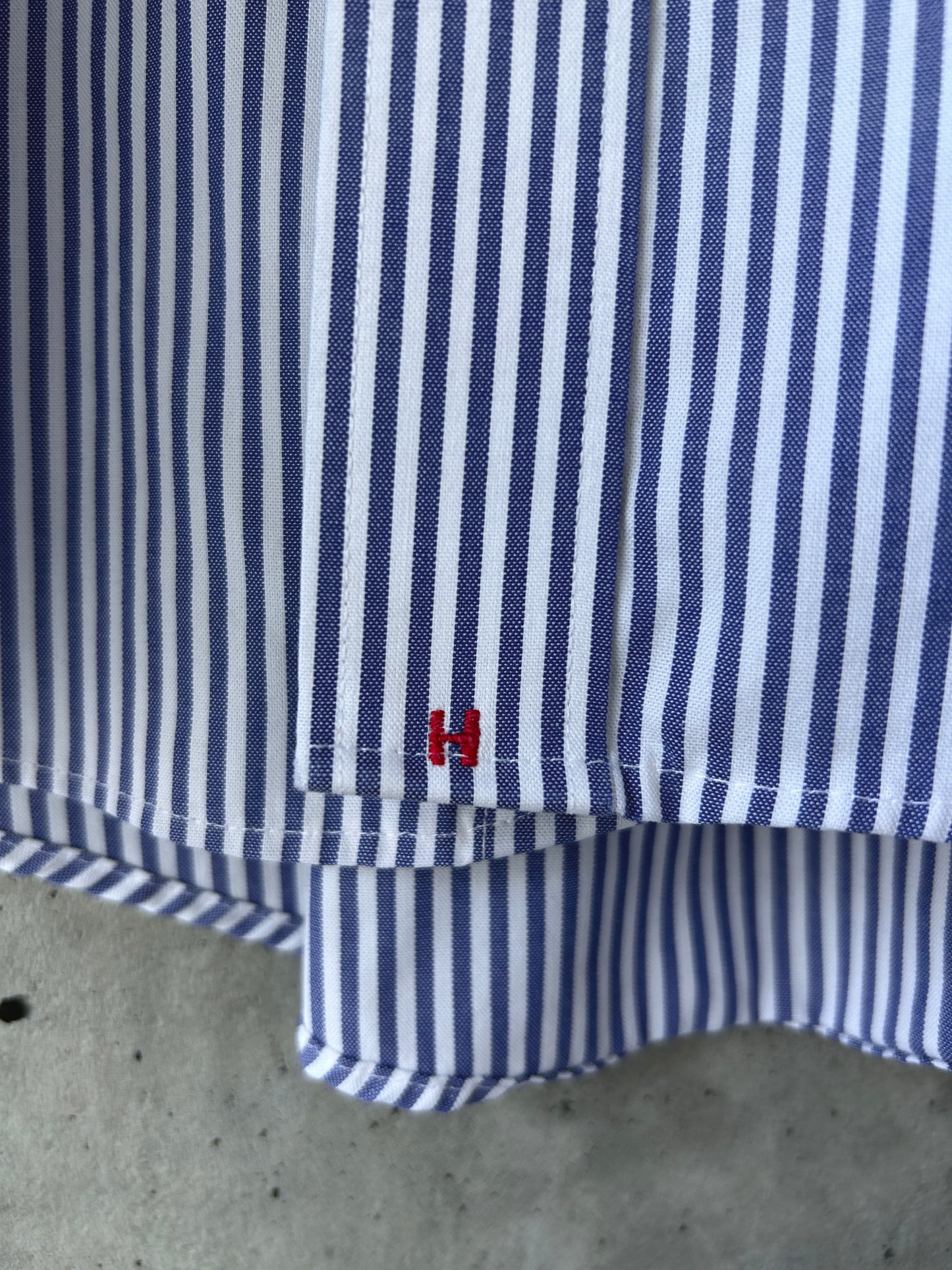 Hathaway blue cotton-blend striped button-down shirt