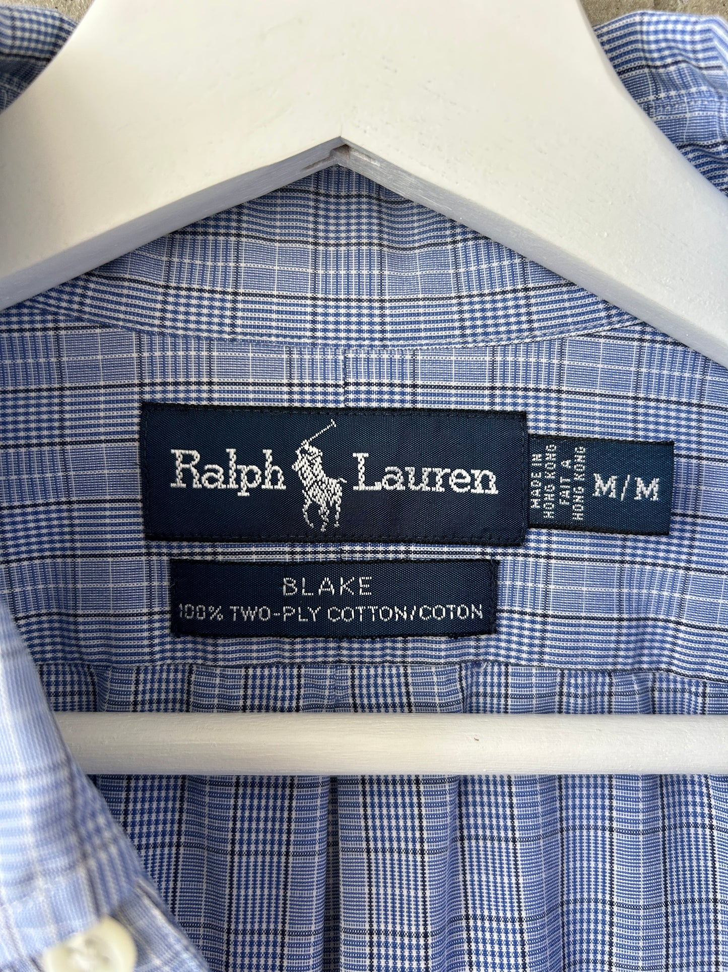 Ralph Lauren blue/white plaid cotton button-down shirt