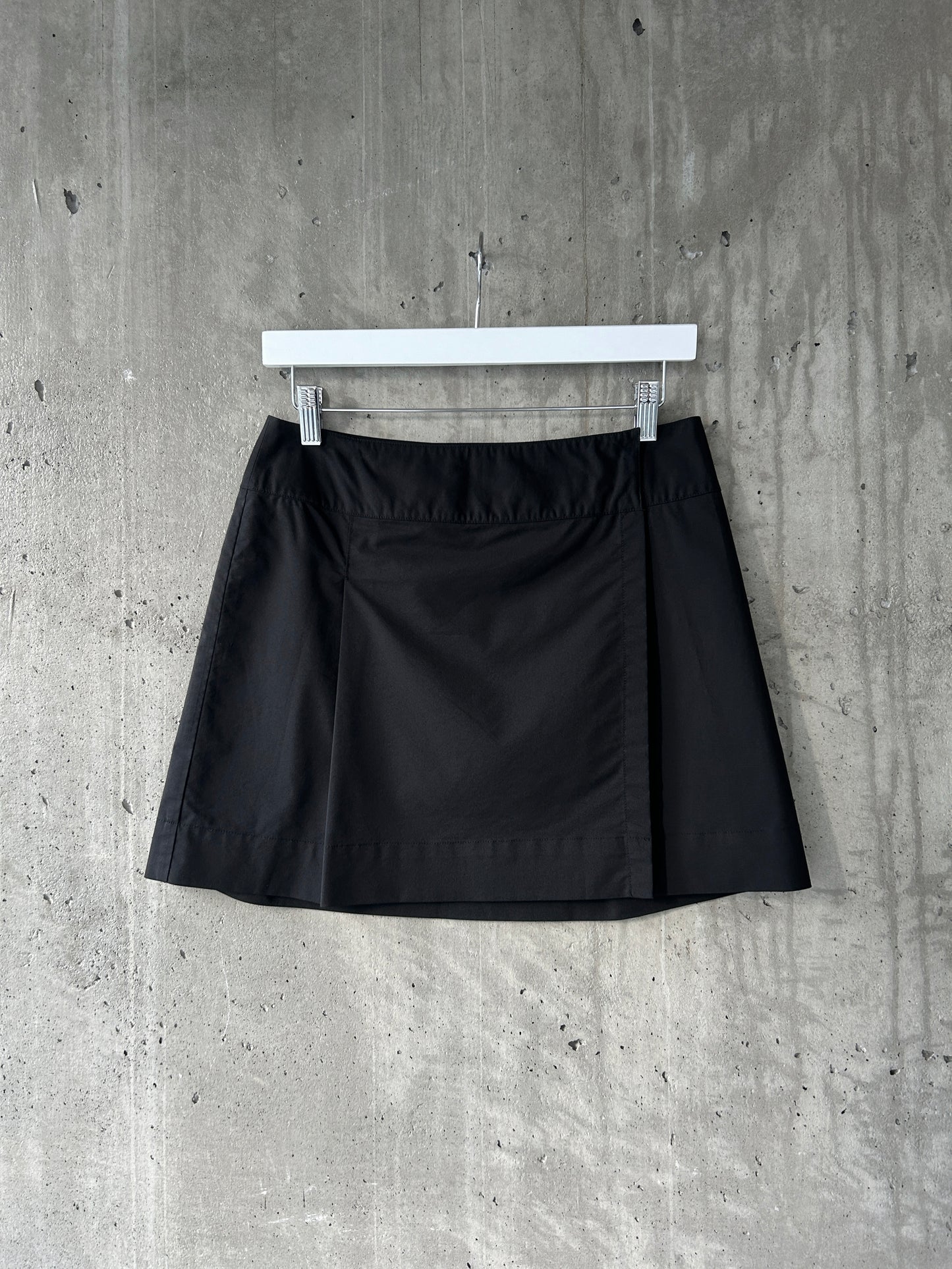 Jacob black cotton-blend wrap mini skirt