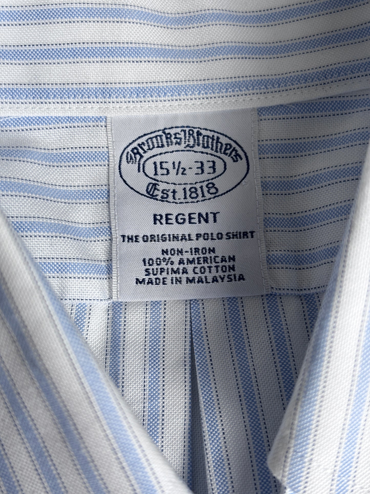Brooks Brothers white/blue striped cotton button-down shirt