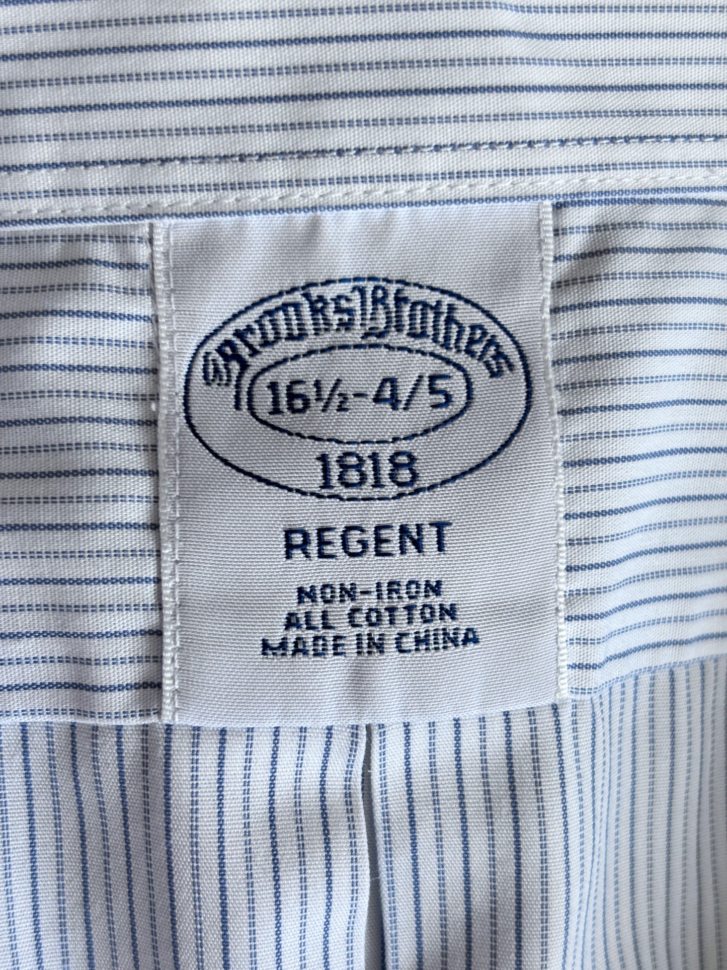 Brooks Brothers white/blue striped cotton button-up shirt