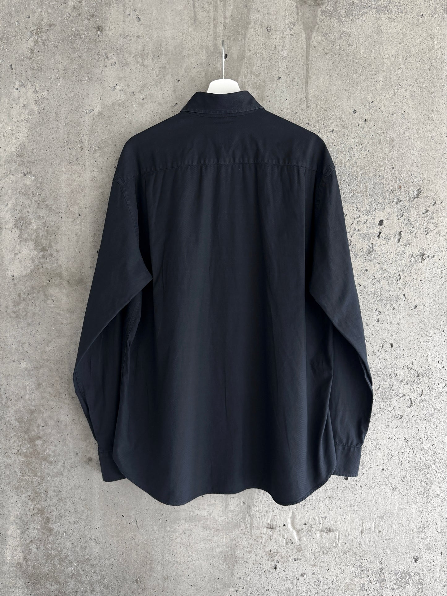 Armani Collezioni black cotton button-up shirt