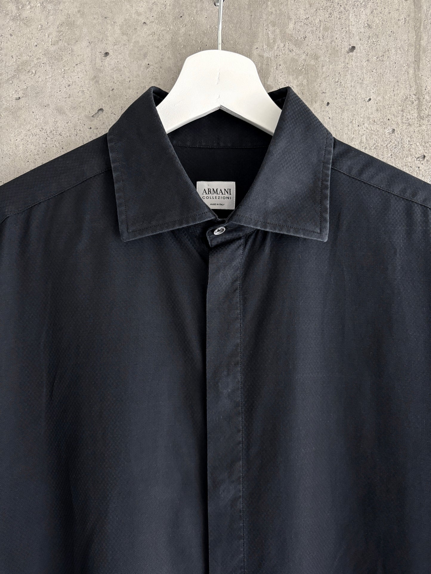 Armani Collezioni black cotton button-up shirt
