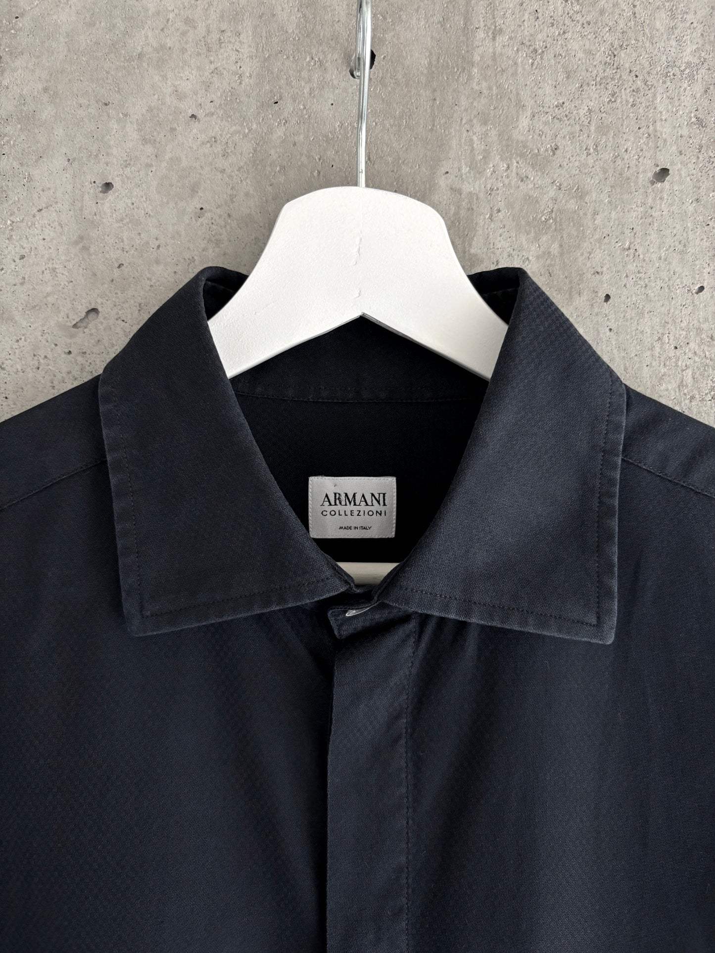 Armani Collezioni black cotton button-up shirt