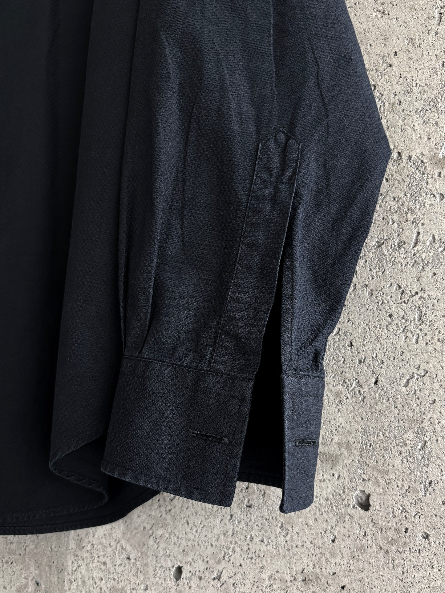 Armani Collezioni black cotton button-up shirt
