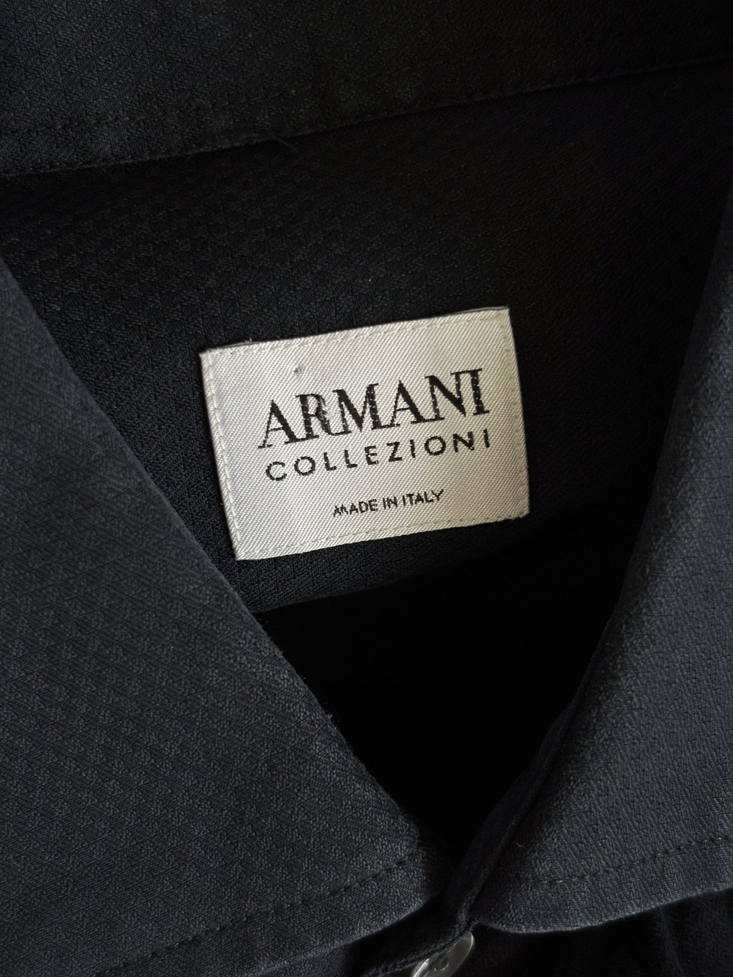 Armani Collezioni black cotton button-up shirt