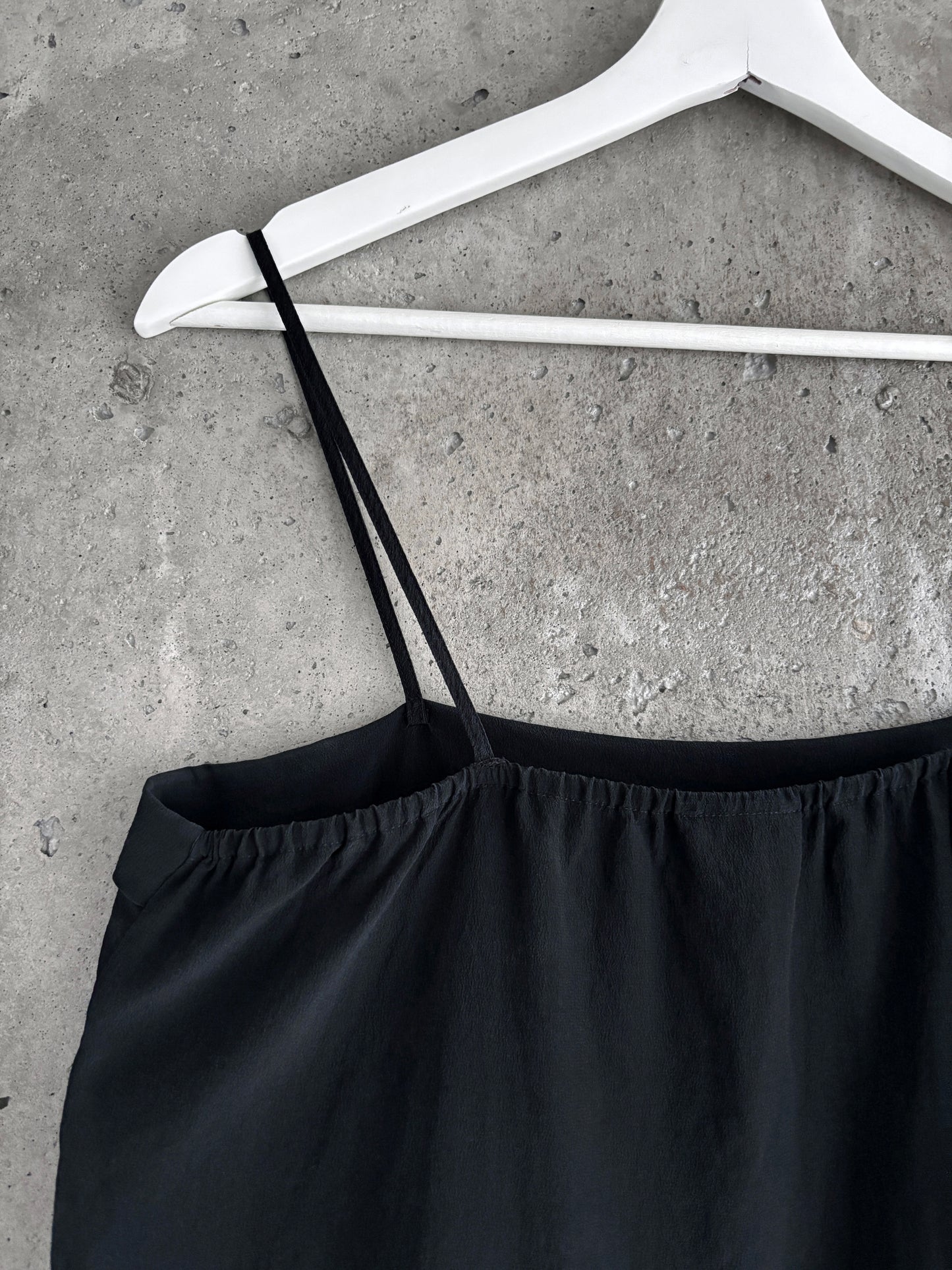 Black silk pleated camisole top