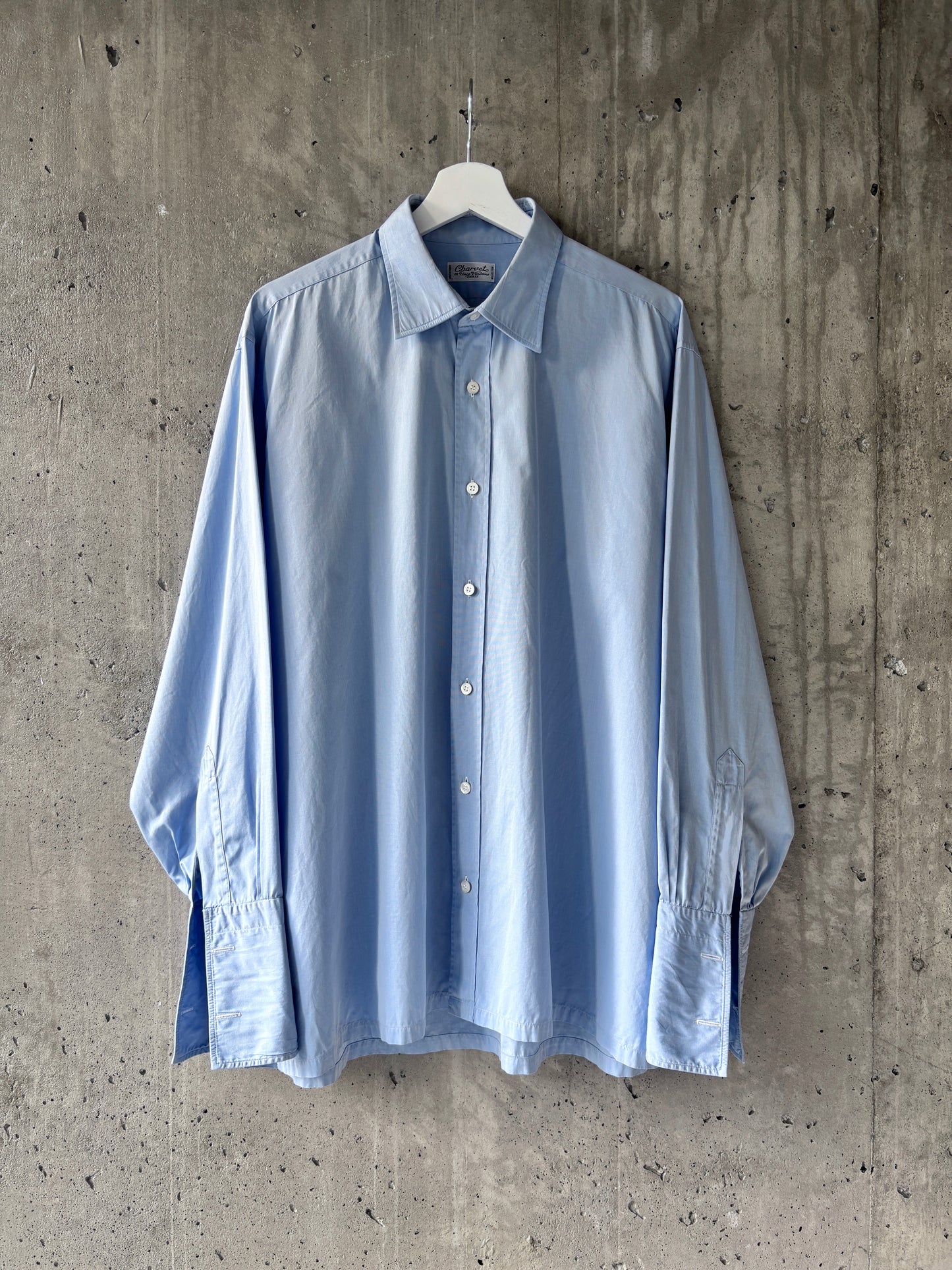 Charvet light blue cotton button-up shirt w/ French cuffs
