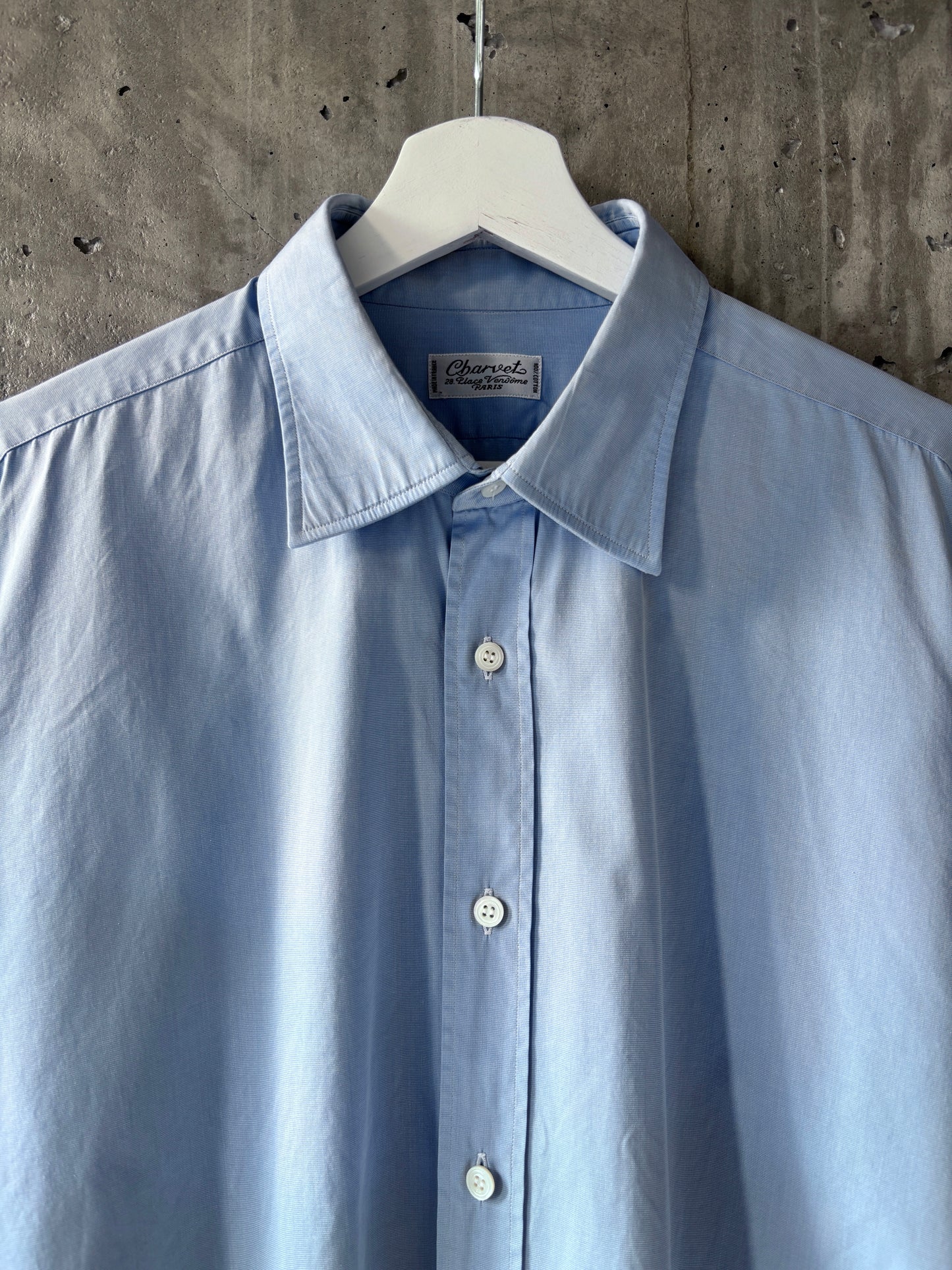 Charvet light blue cotton button-up shirt w/ French cuffs