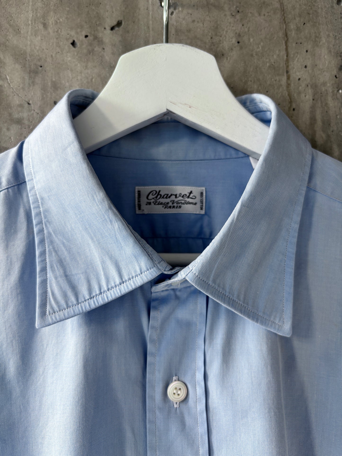 Charvet light blue cotton button-up shirt w/ French cuffs