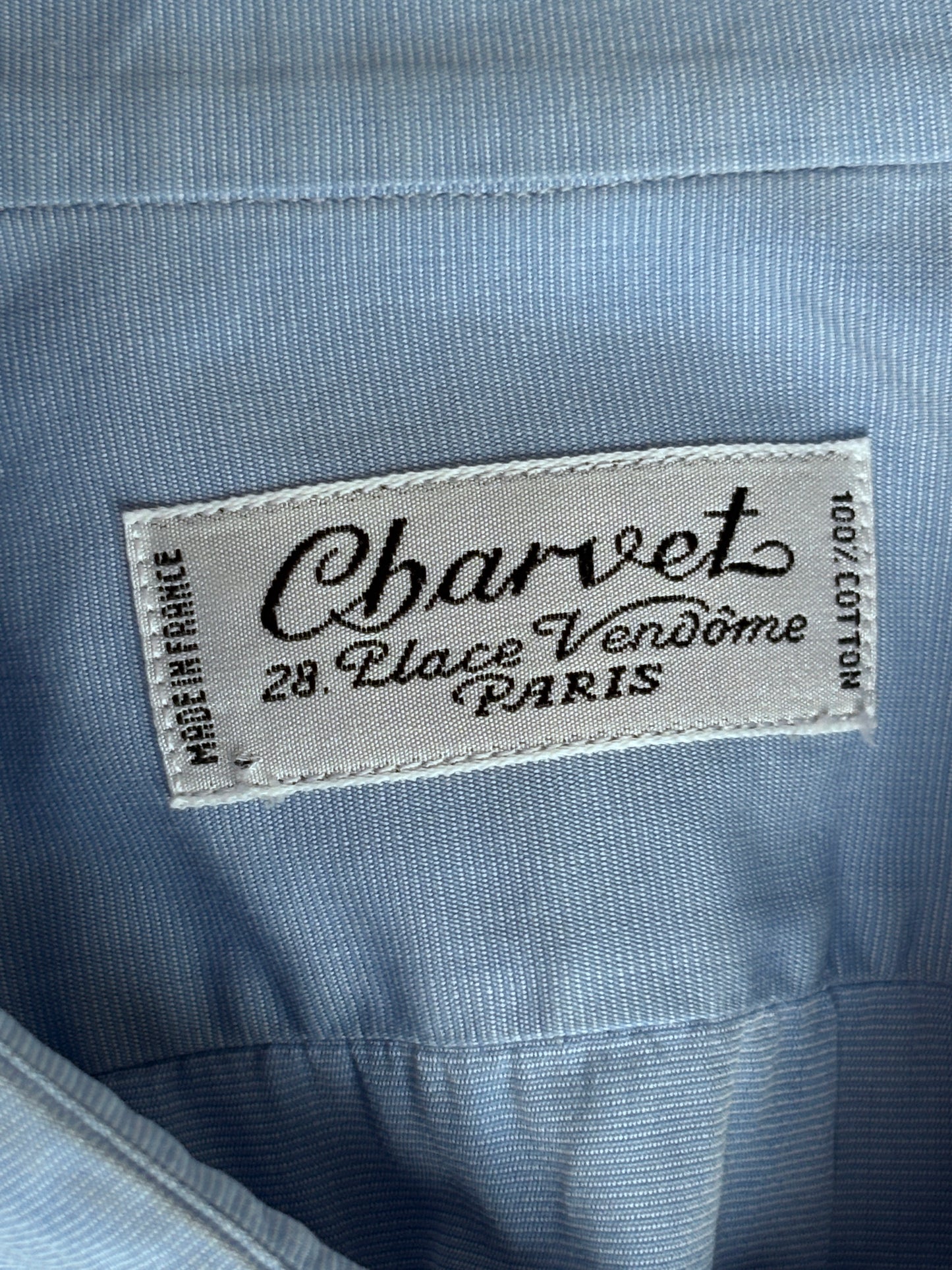 Charvet light blue cotton button-up shirt w/ French cuffs