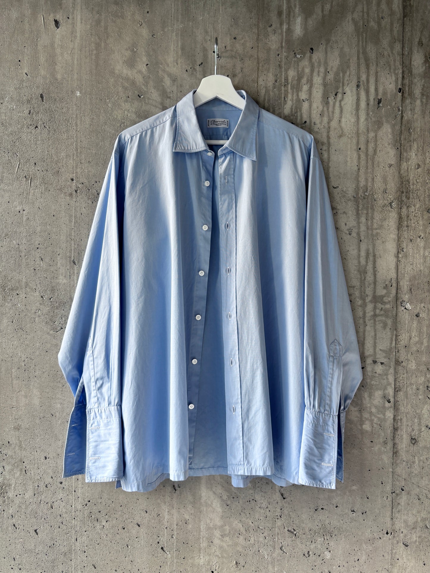 Charvet light blue cotton button-up shirt w/ French cuffs