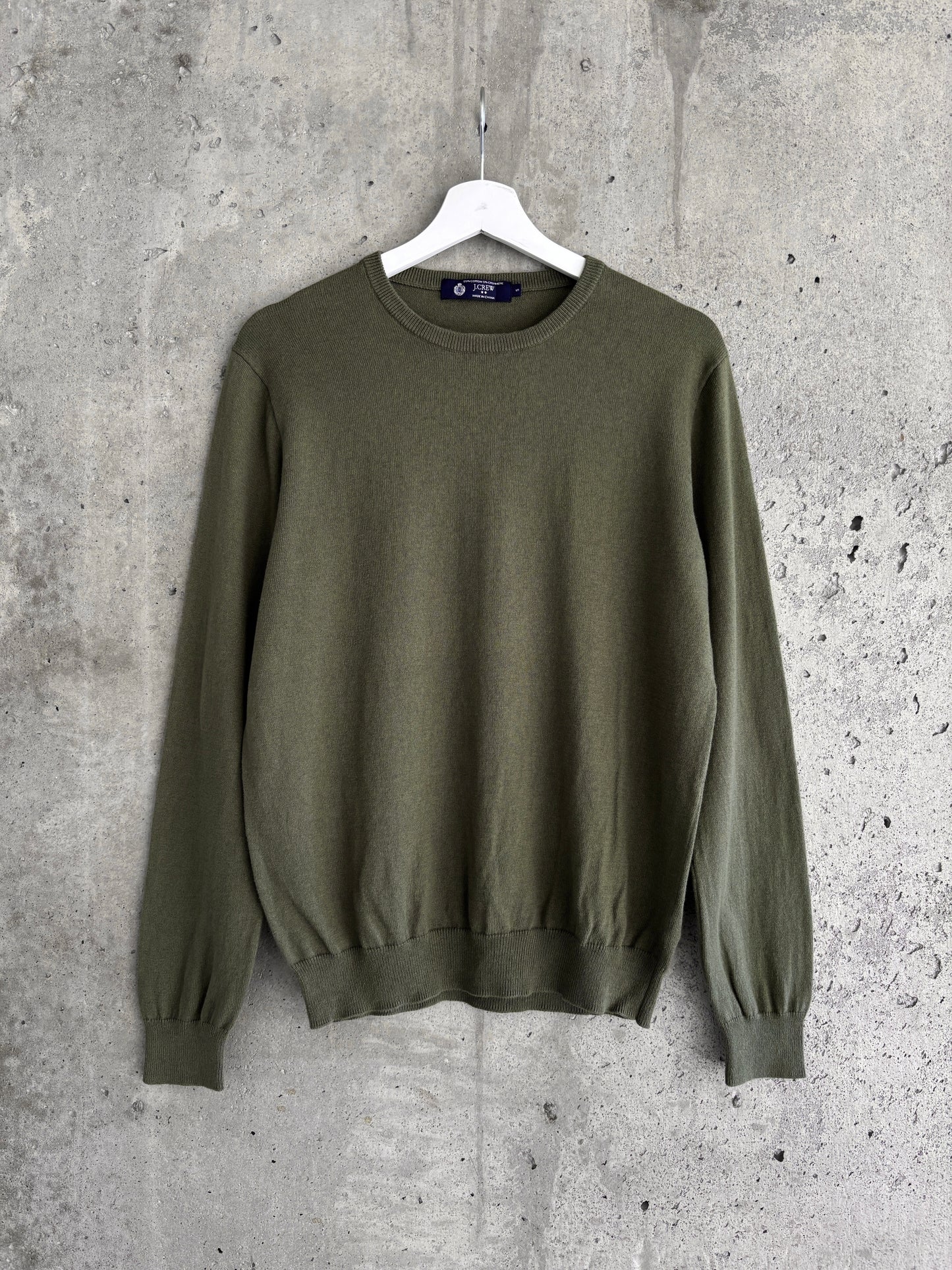 J.CREW khaki / olive green cotton-cashmere crewneck sweater