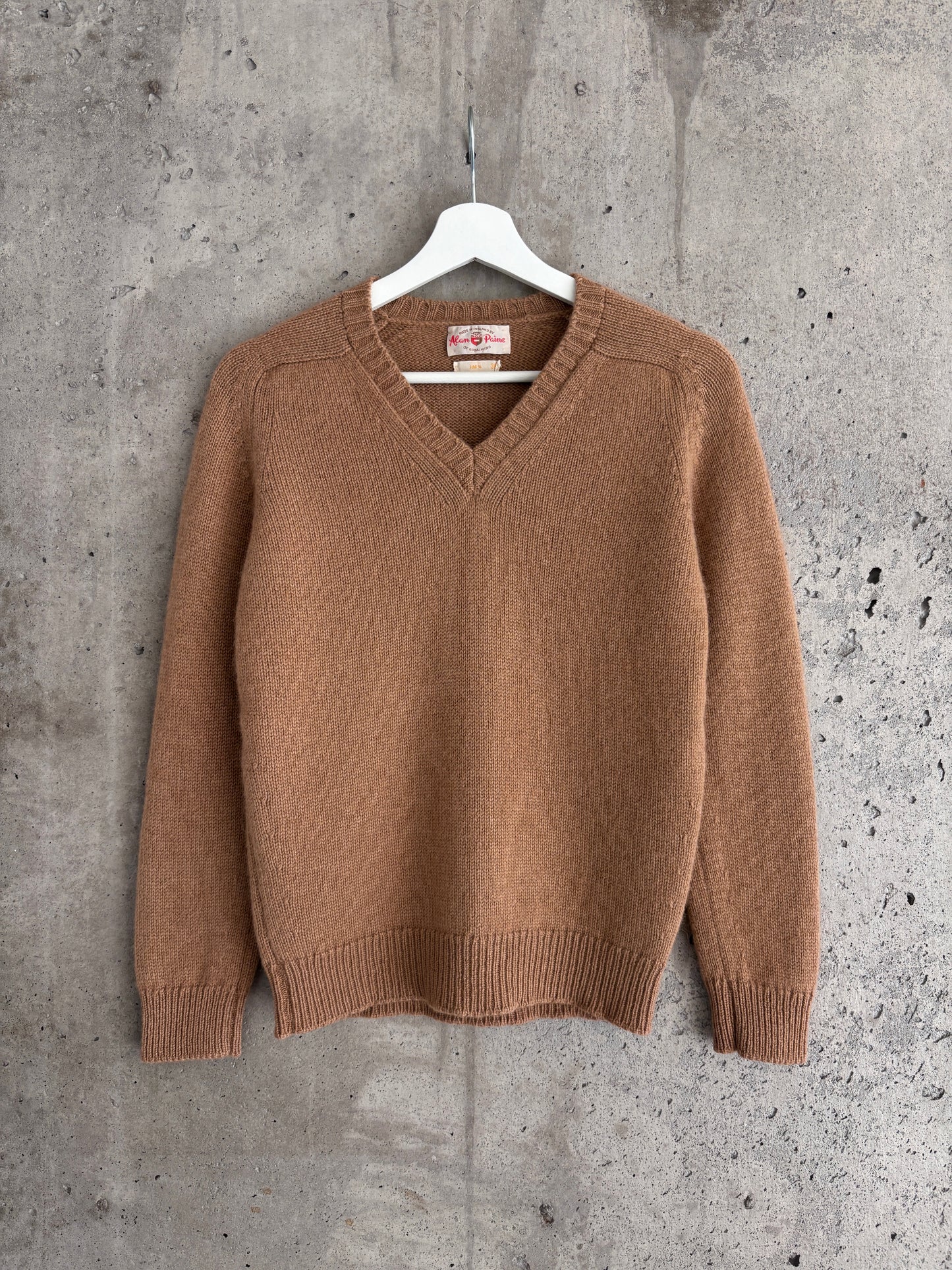 Alan Paine camel brown v-neck sweater