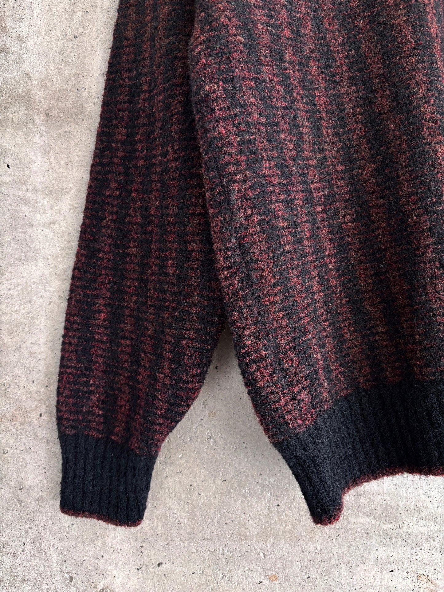 Tumi red/black striped wool-alpaca v-neck sweater