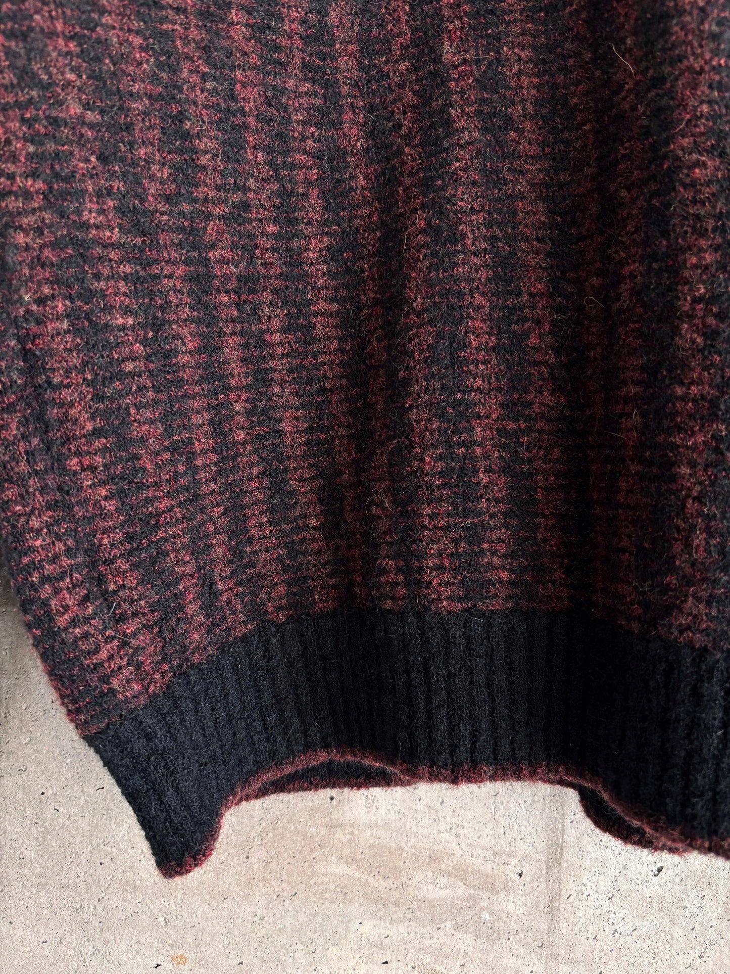 Tumi red/black striped wool-alpaca v-neck sweater
