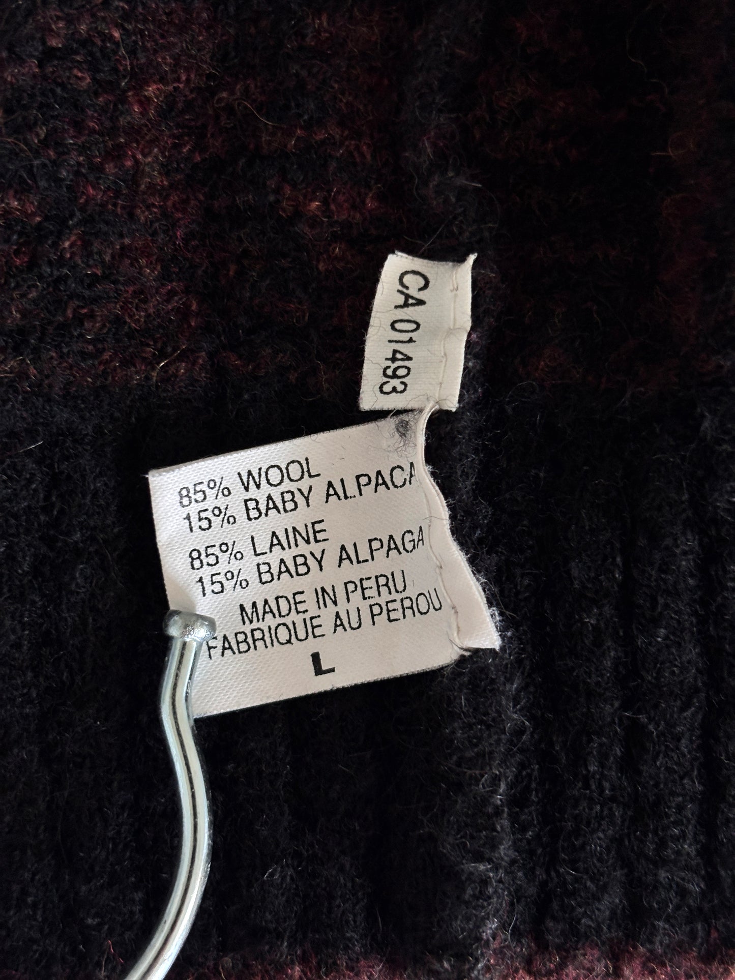Tumi red/black striped wool-alpaca v-neck sweater