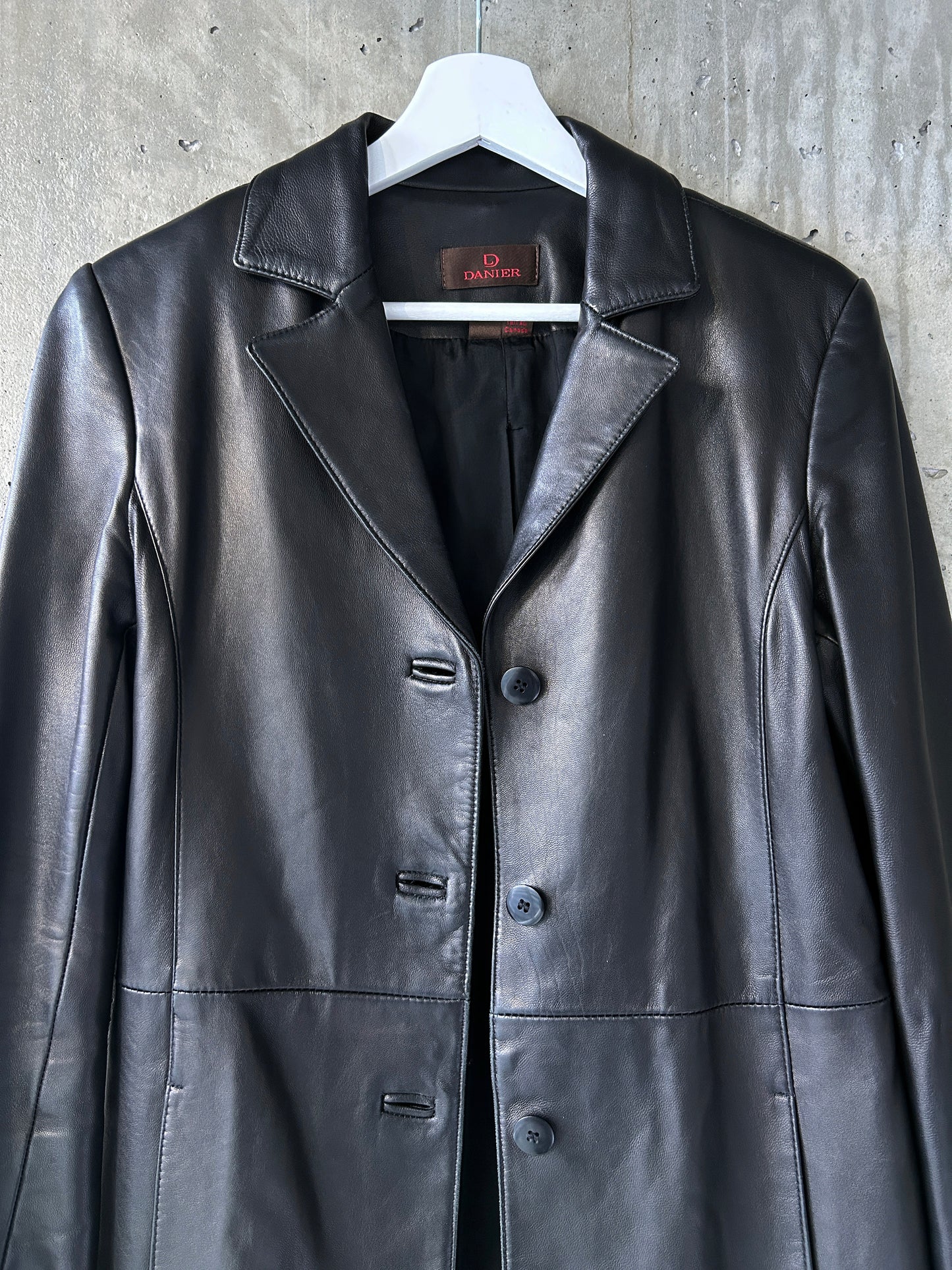 Danier black leather jacket/coat