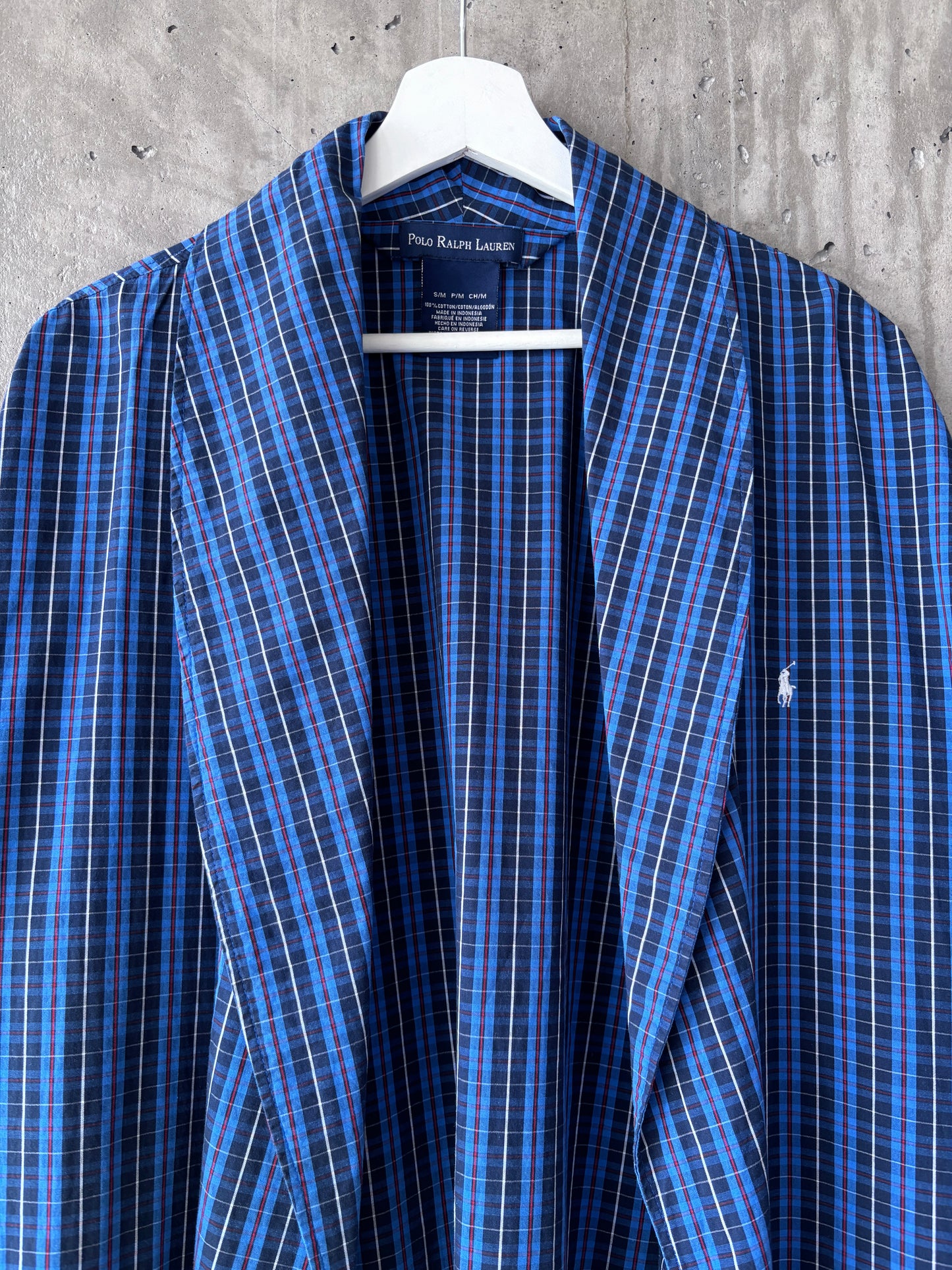 Polo Ralph Lauren blue plaid cotton robe