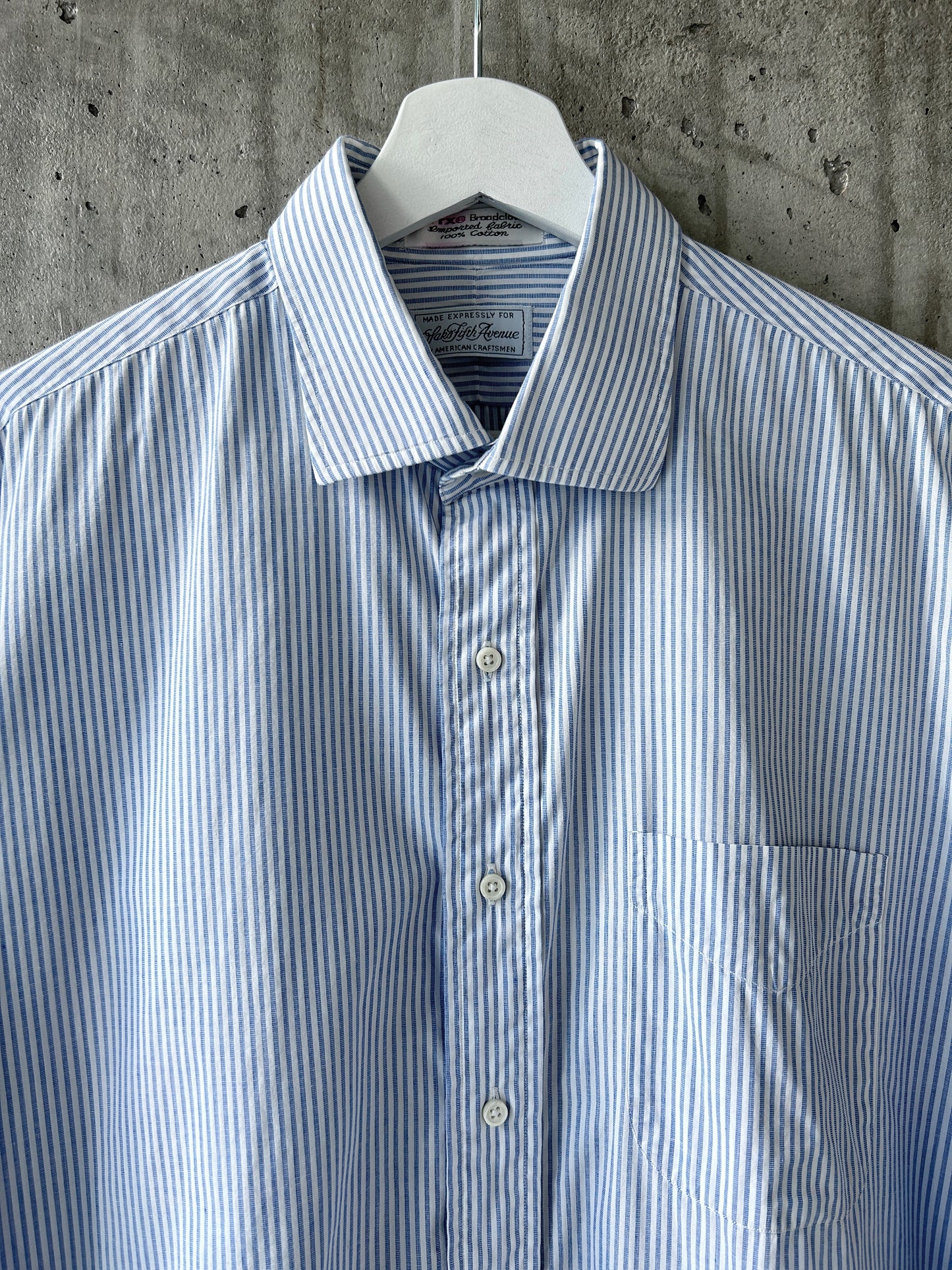 Saks Fifth Avenue blue cotton striped button-up shirt