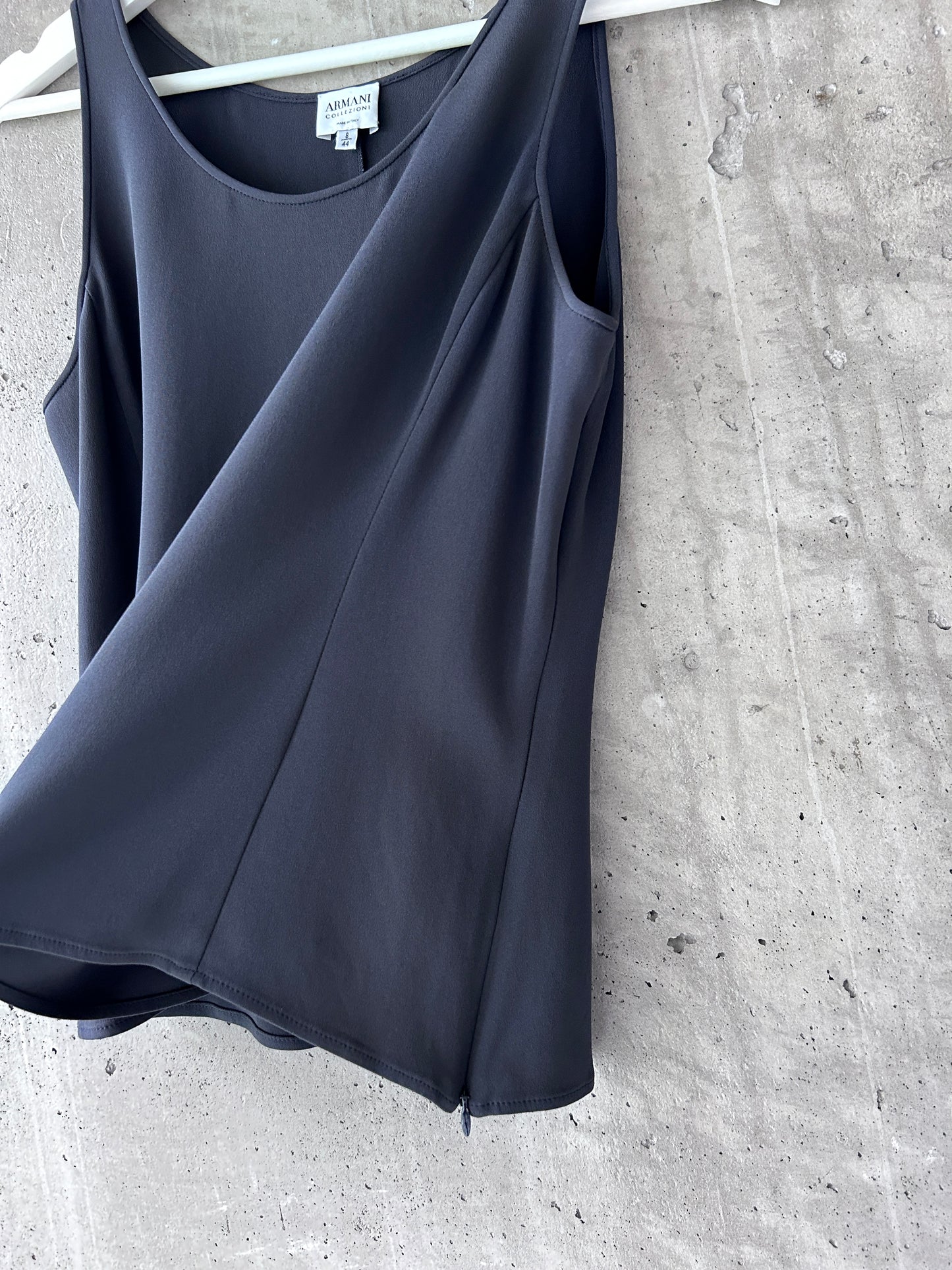 Armani Collezioni blue-grey silk-blend sleeveless top