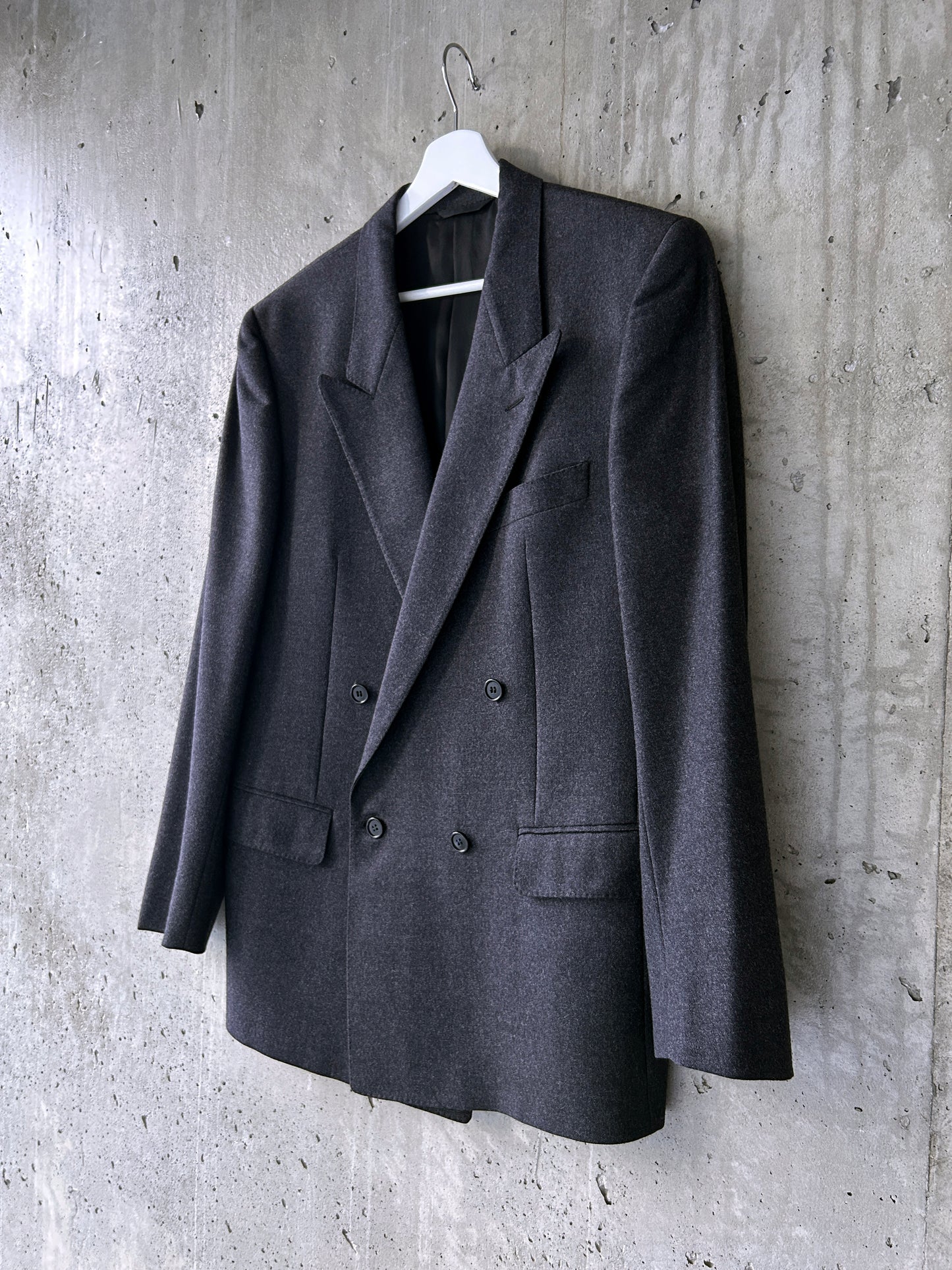 Gian Giacomo Soleri grey wool double-breasted suit jacket / blazer