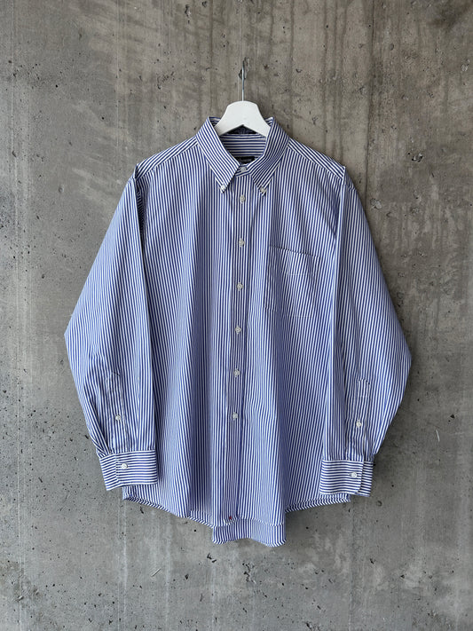 Hathaway blue cotton-blend striped button-down shirt