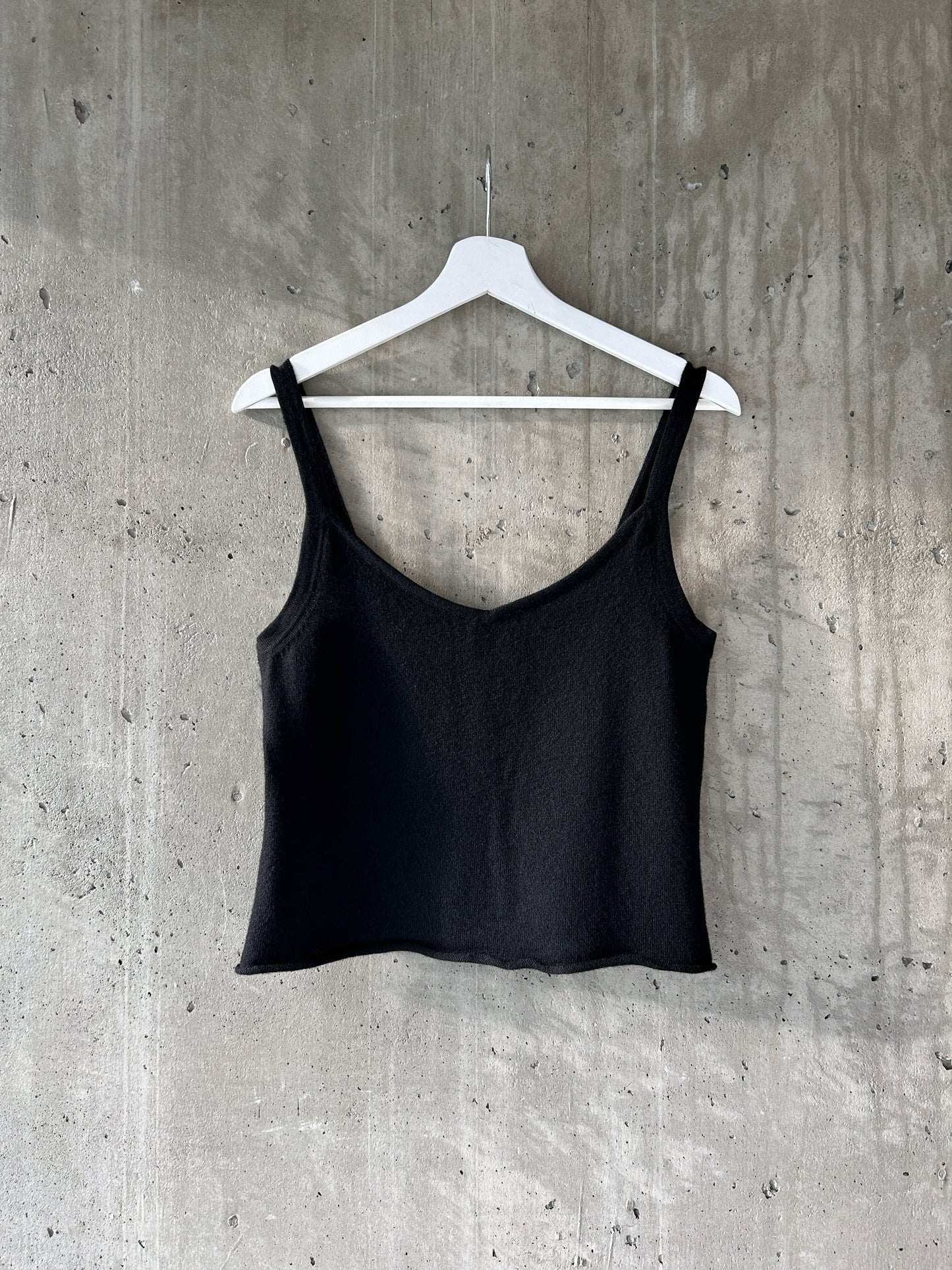 Andrea Jovine black wool knit tank top