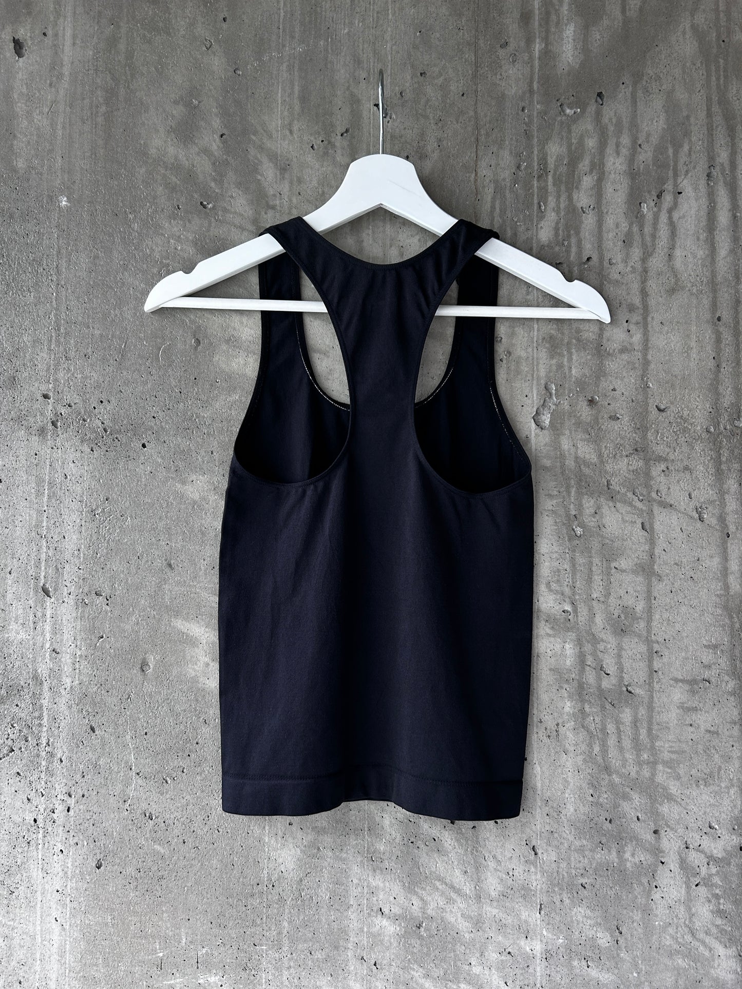 PRISM² black stretch nylon seamless knit racerback tank top