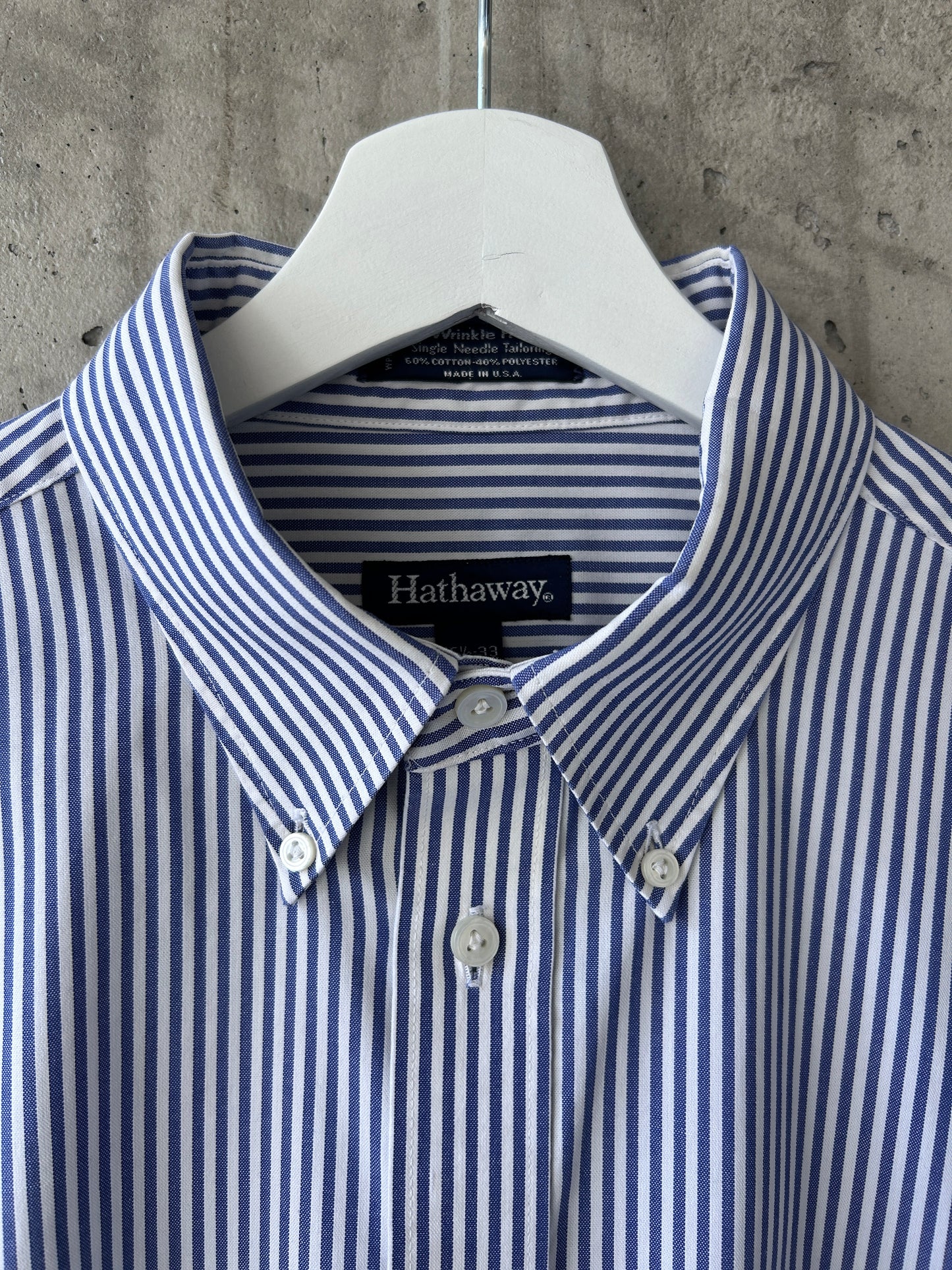 Hathaway blue cotton-blend striped button-down shirt