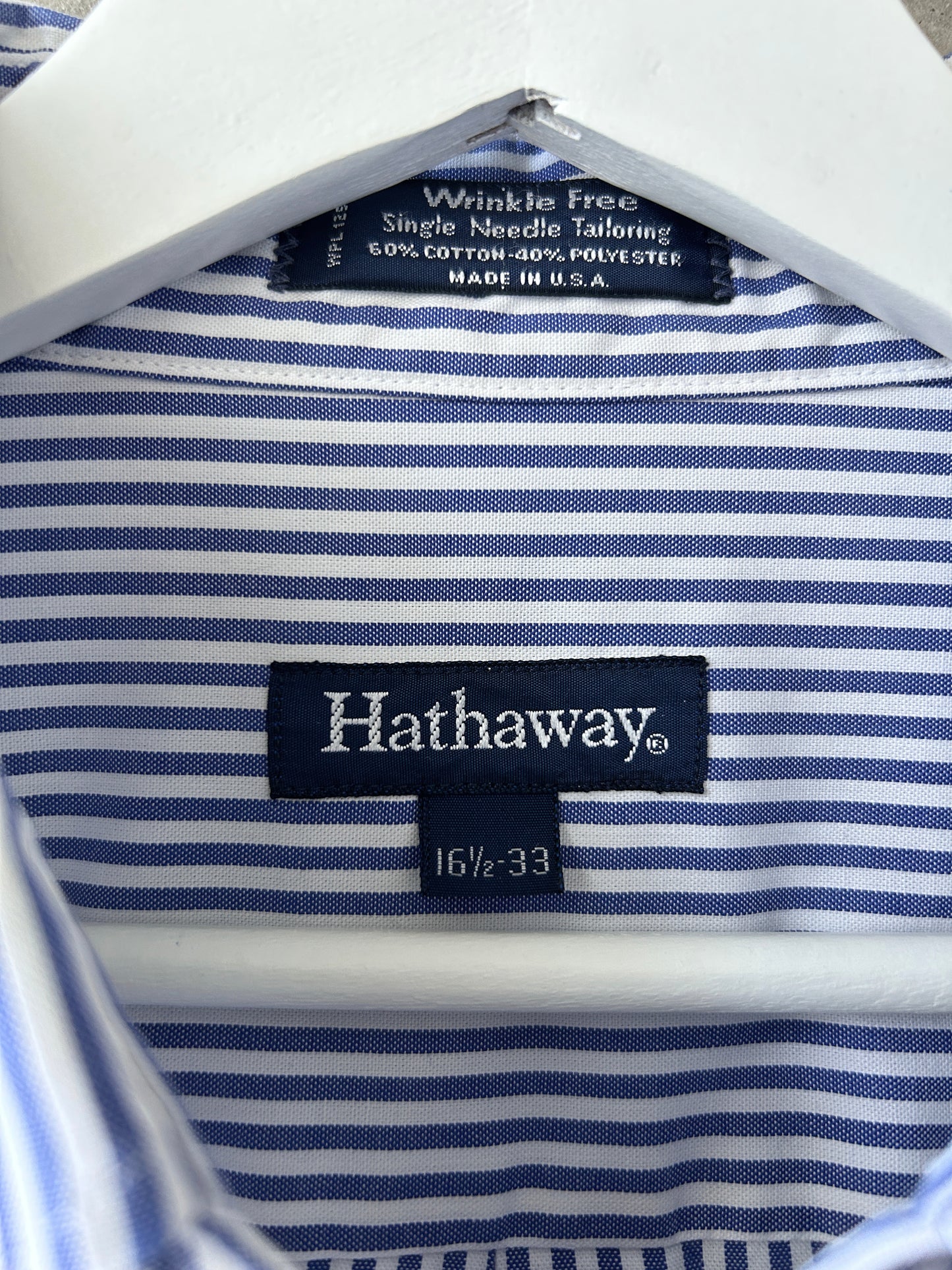 Hathaway blue cotton-blend striped button-down shirt