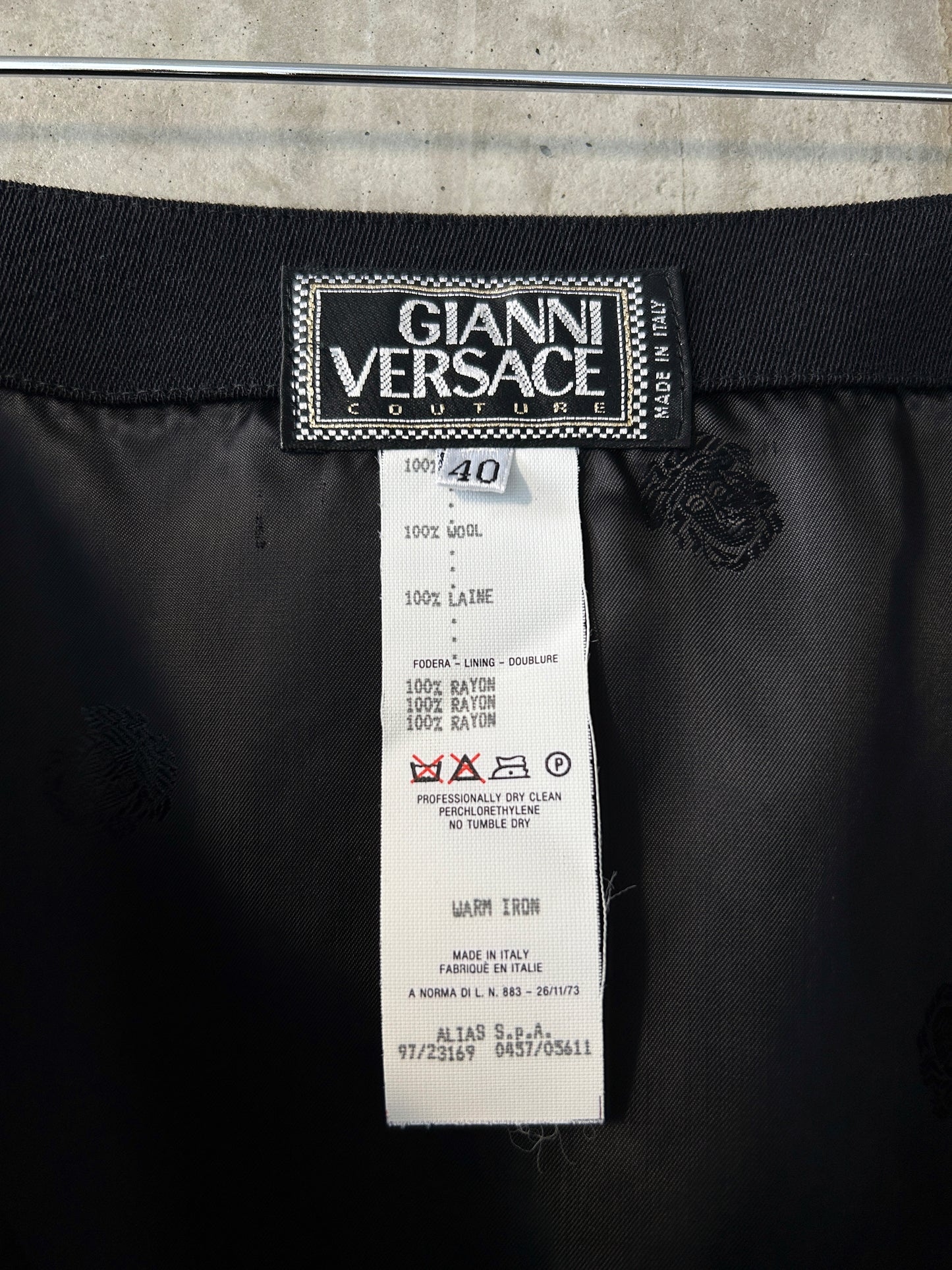 Gianni Versace Couture black wool mini skirt