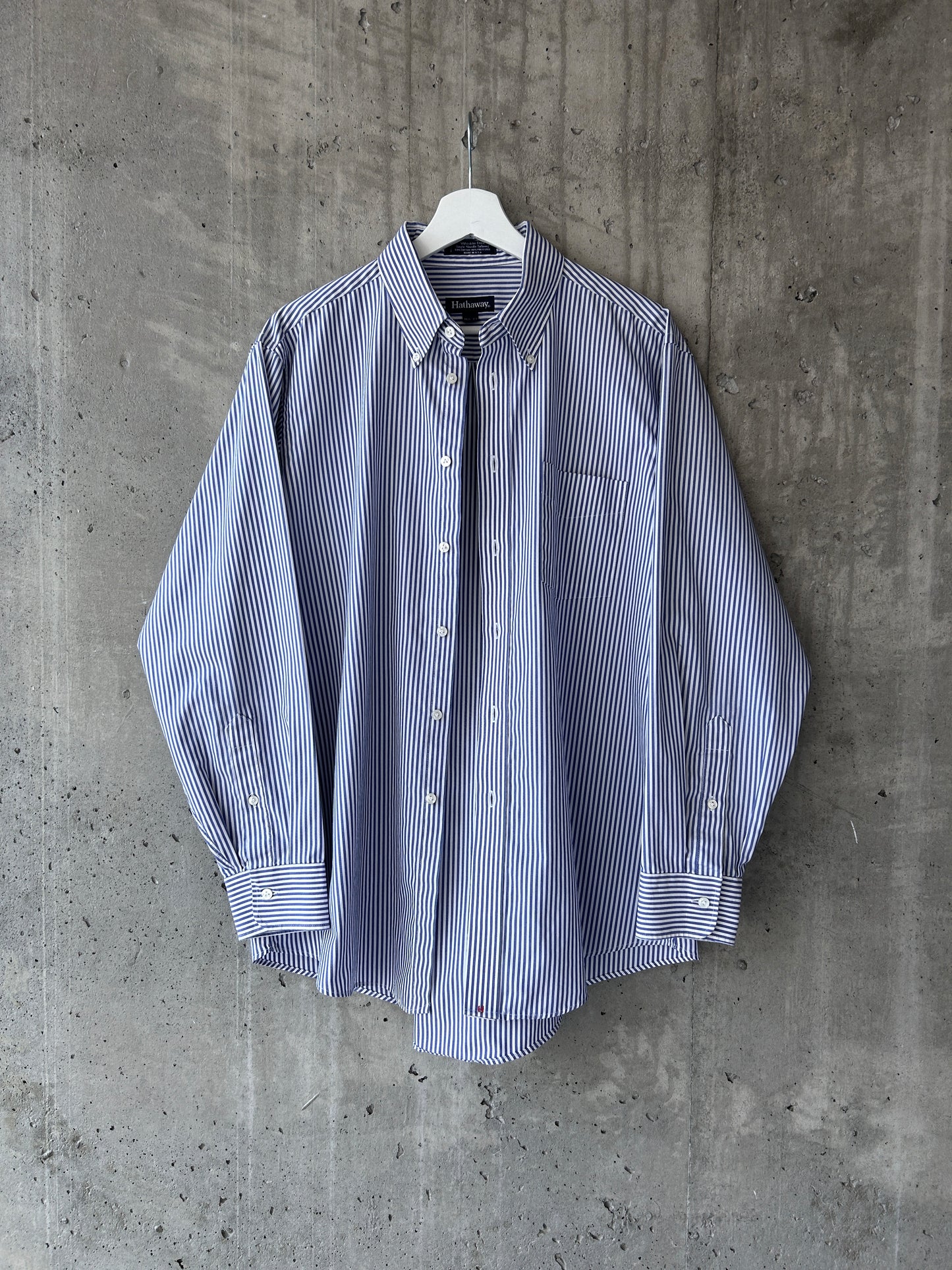 Hathaway blue cotton-blend striped button-down shirt