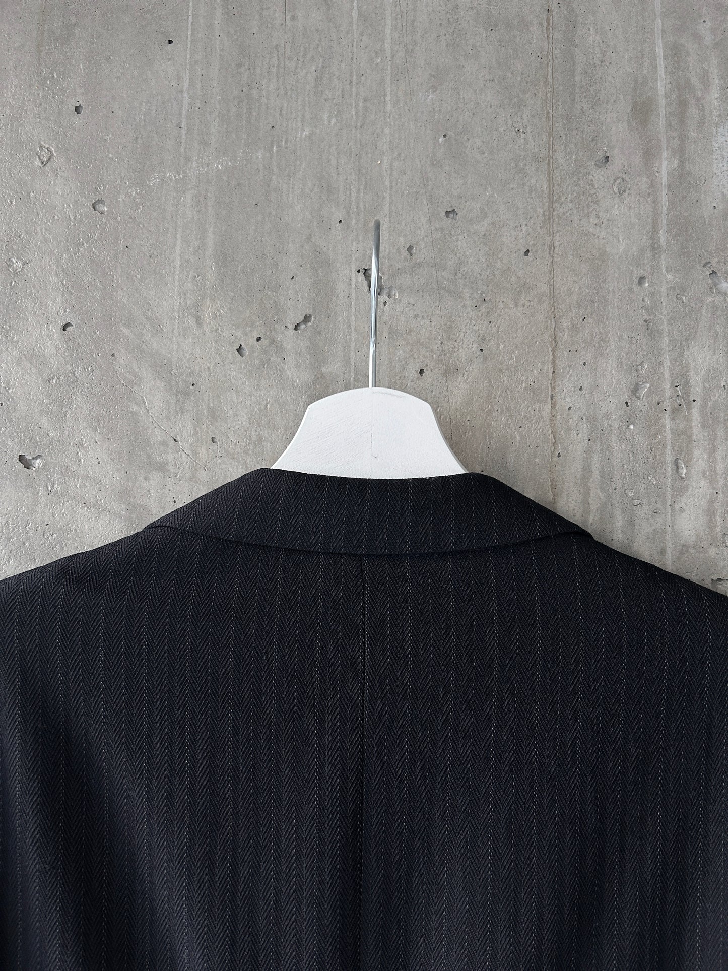 Armani Collezioni black wool pinstriped suit jacket / blazer