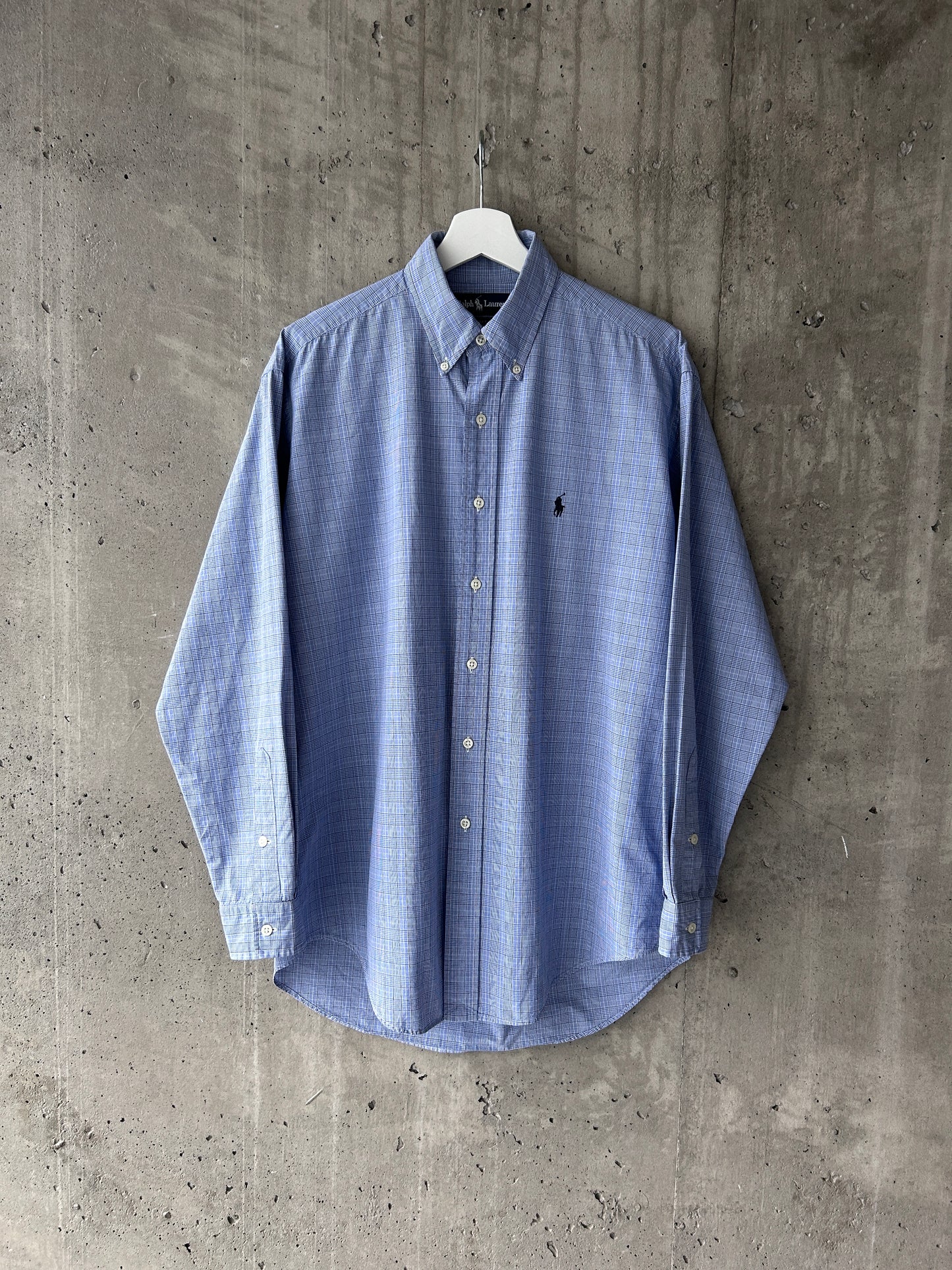 Ralph Lauren blue cotton plaid button-down shirt