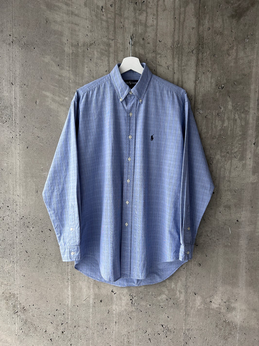 Ralph Lauren blue cotton plaid button-down shirt