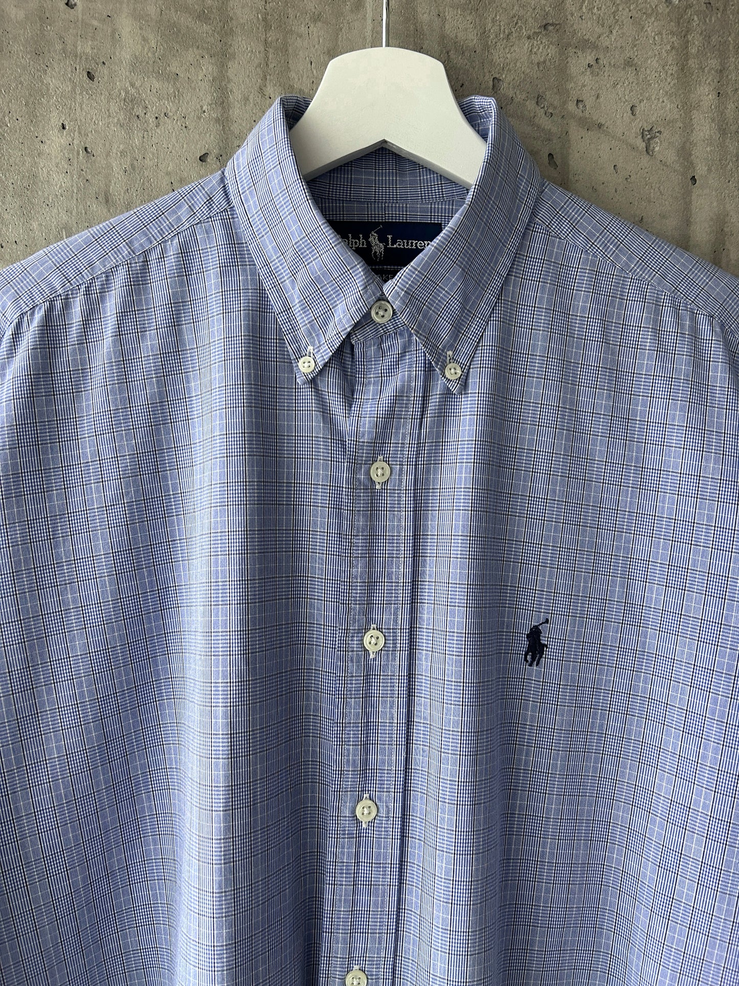 Ralph Lauren blue cotton plaid button-down shirt