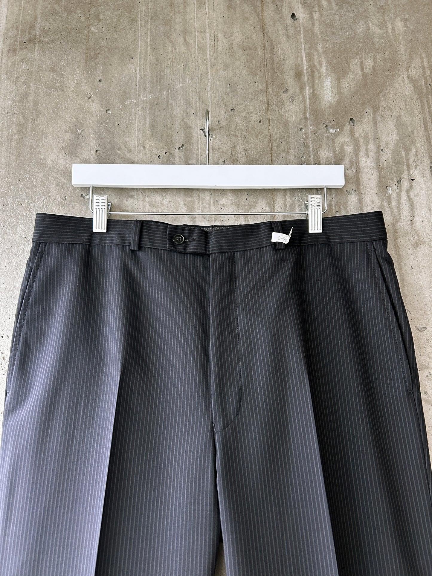 Calvin Klein black and grey pinstriped wool trousers