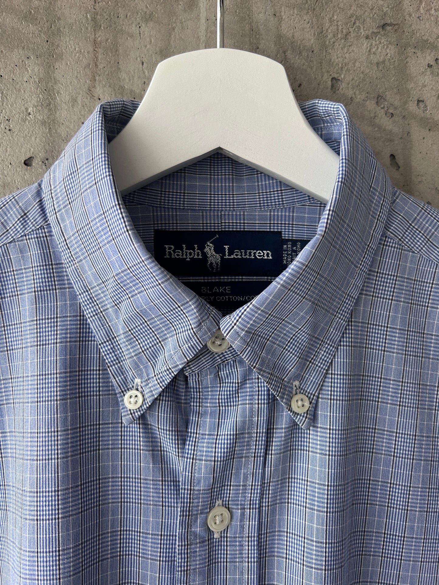 Ralph Lauren blue cotton plaid button-down shirt