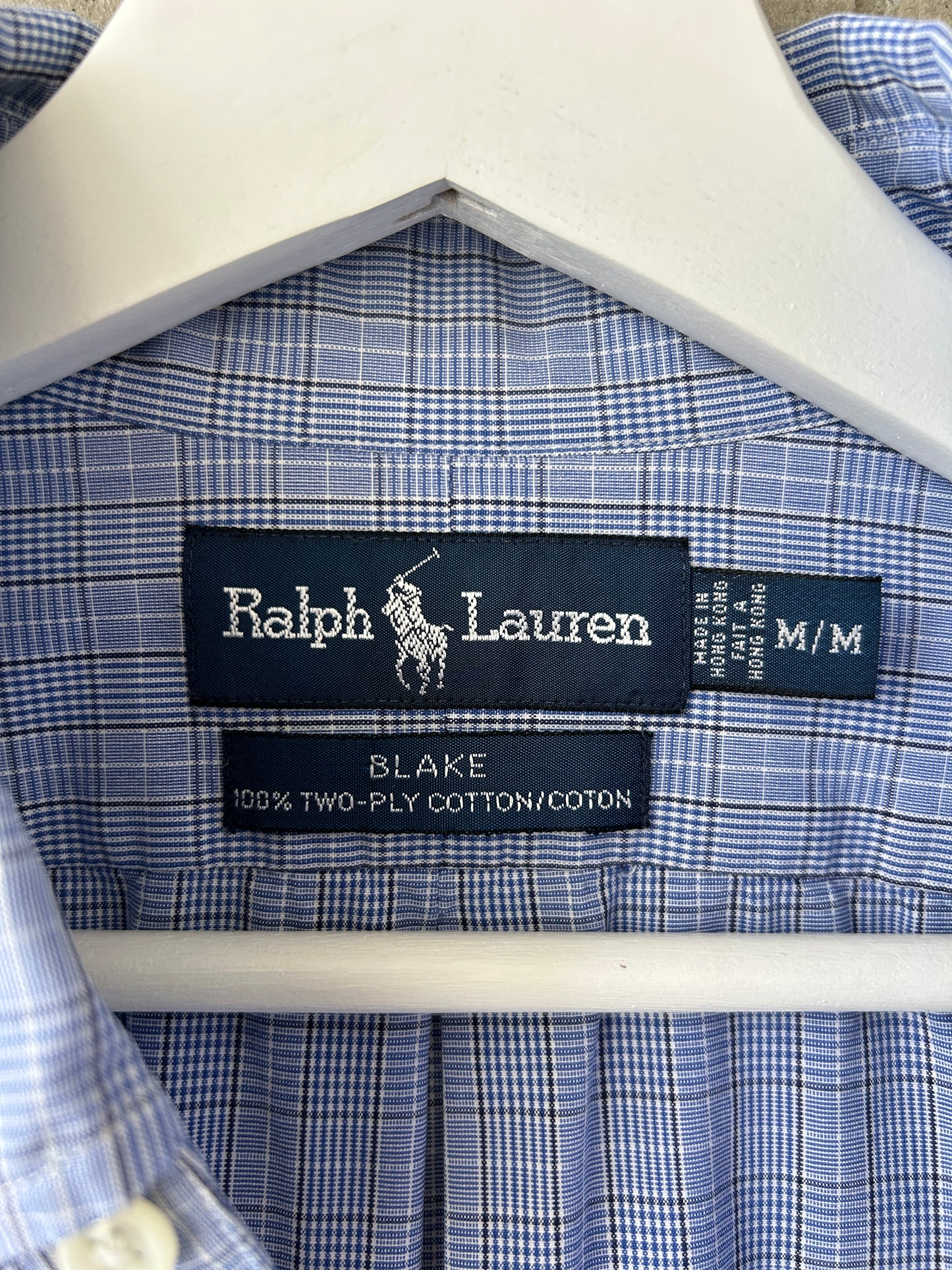 Ralph Lauren blue cotton plaid button-down shirt