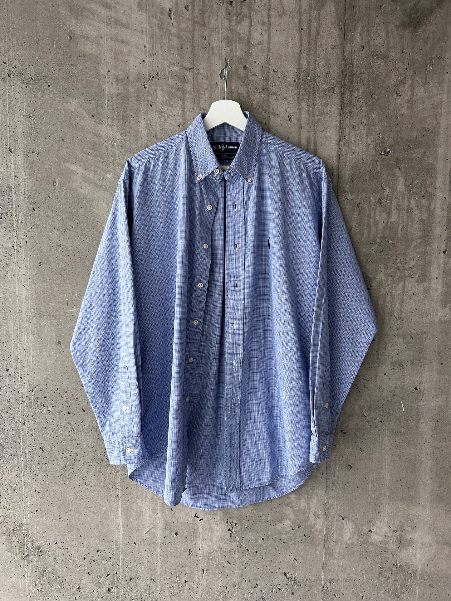 Ralph Lauren blue cotton plaid button-down shirt