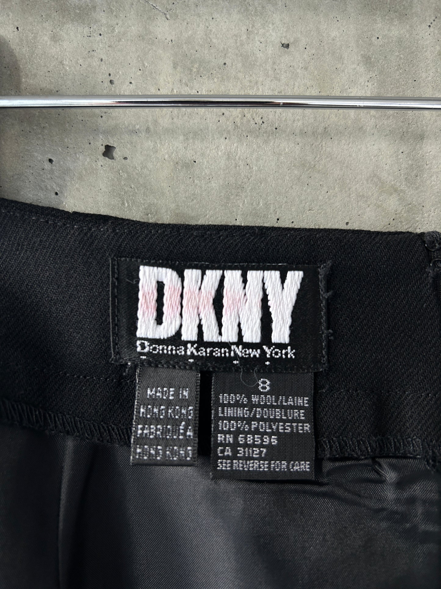 DKNY black wool mini skirt with pockets