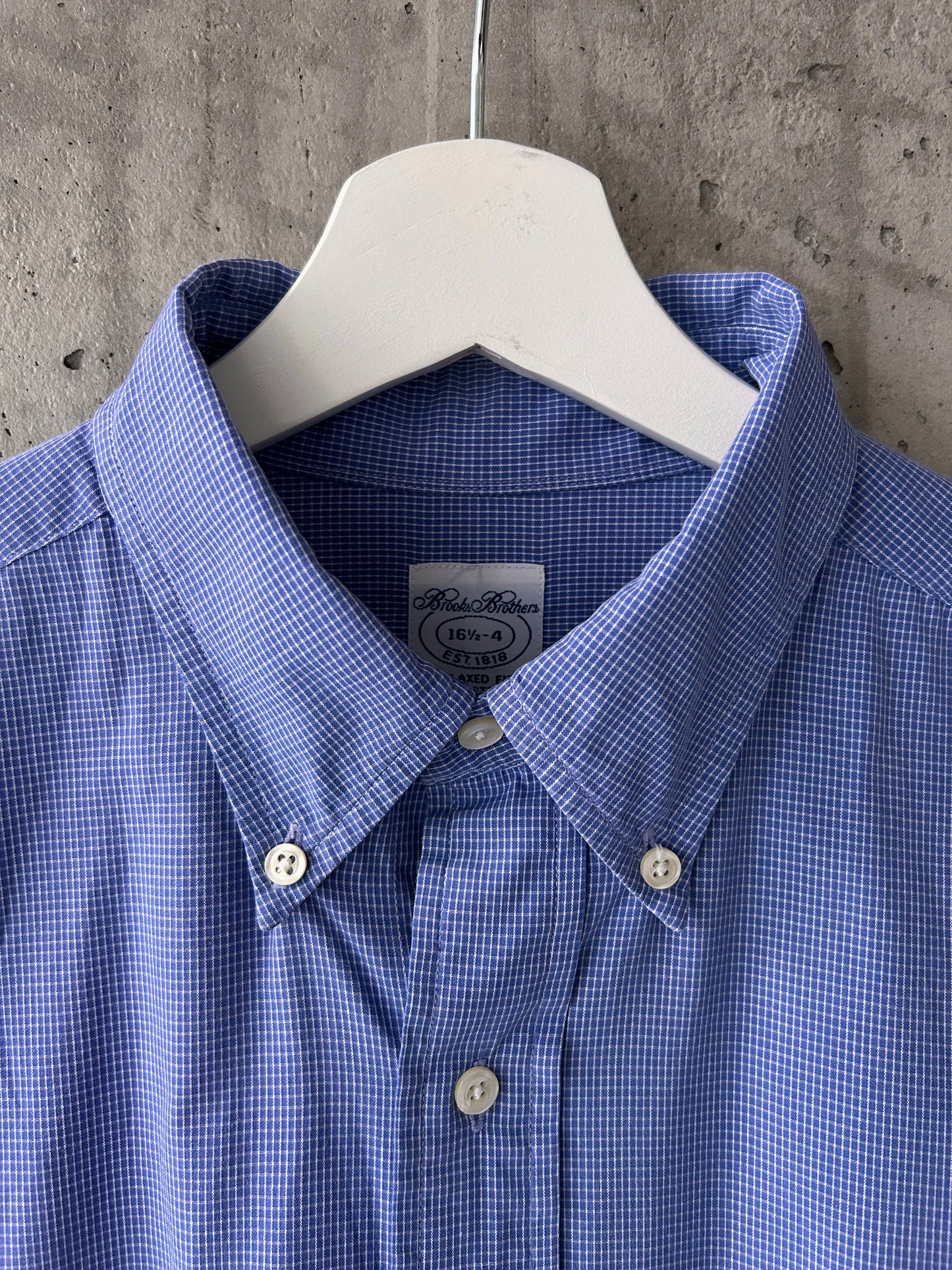 Brooks Brothers blue cotton mini check button-down shirt