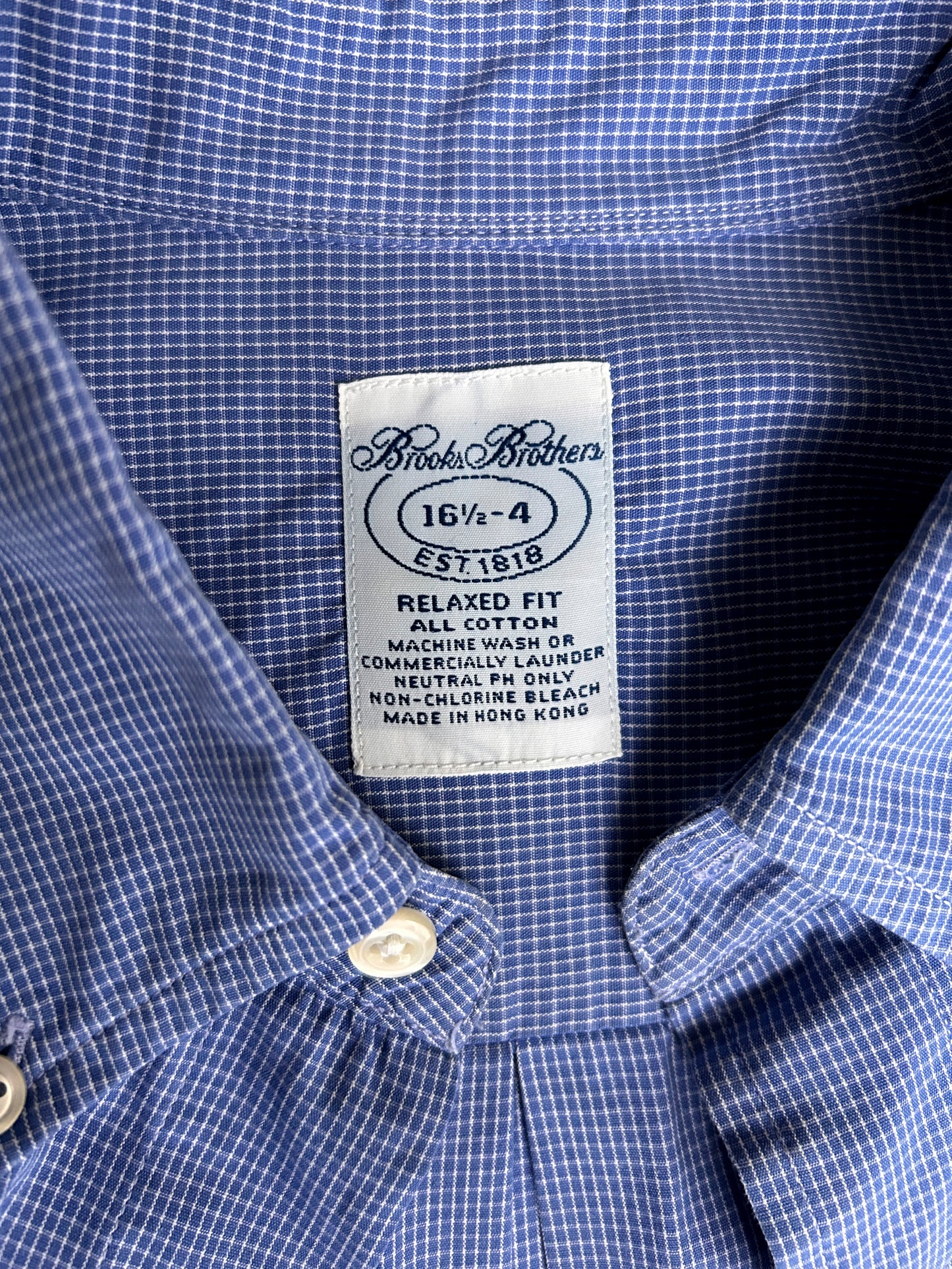 Brooks Brothers blue cotton mini check button-down shirt