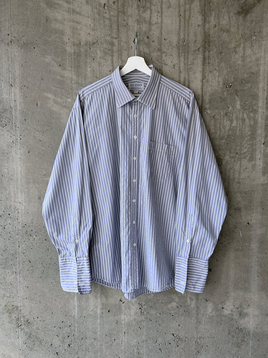 Holt Renfrew grey cotton striped button-up shirt with French cuffs