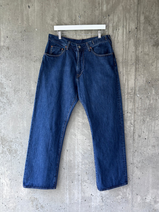 Guess blue mid wash denim relaxed straight leg jeans