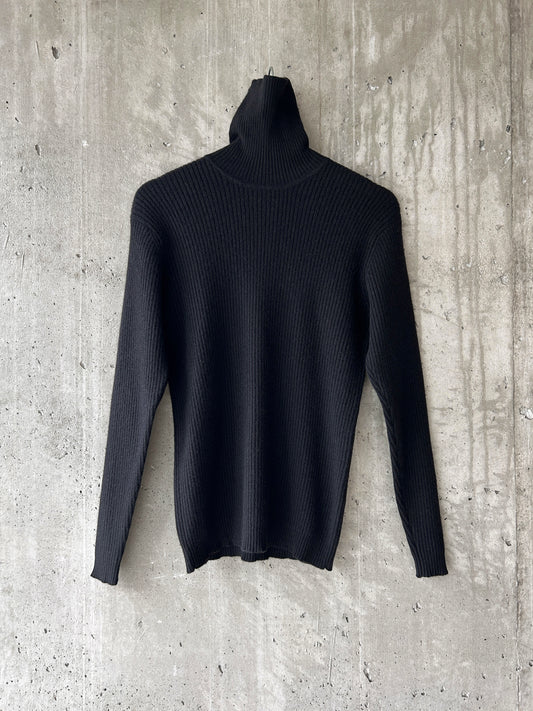 J.CREW black cashmere rib knit turtleneck sweater