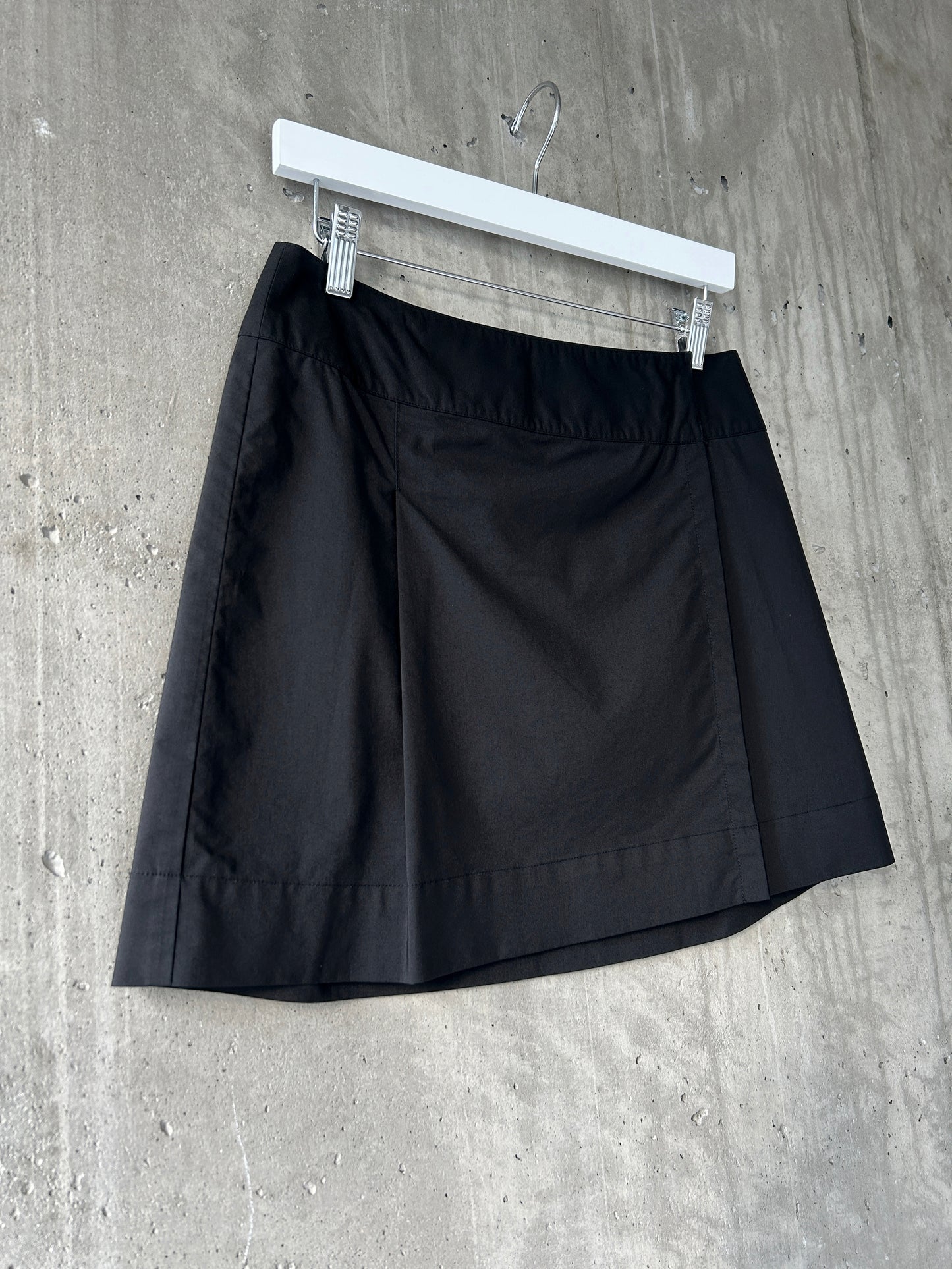 Jacob black cotton-blend wrap mini skirt